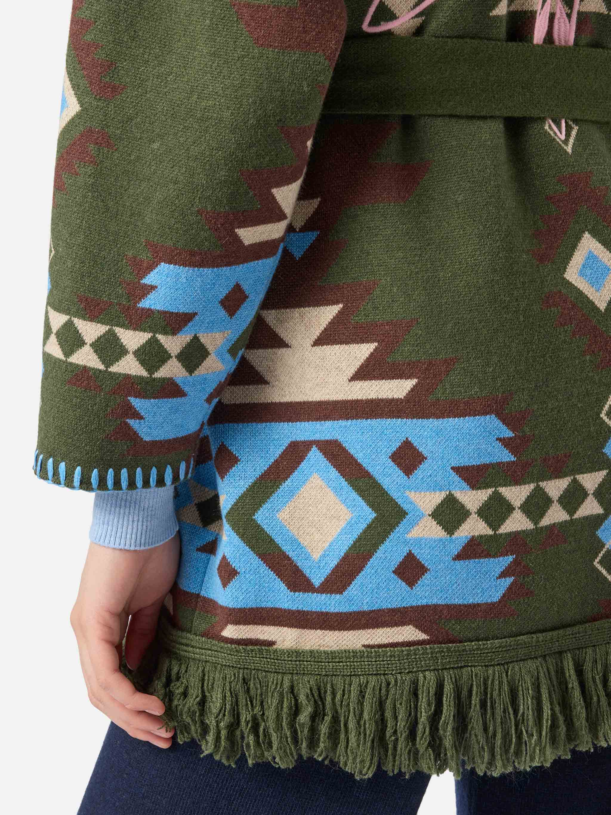 Blended cardigan Cristabel with belt and ethnic print - Image 5
