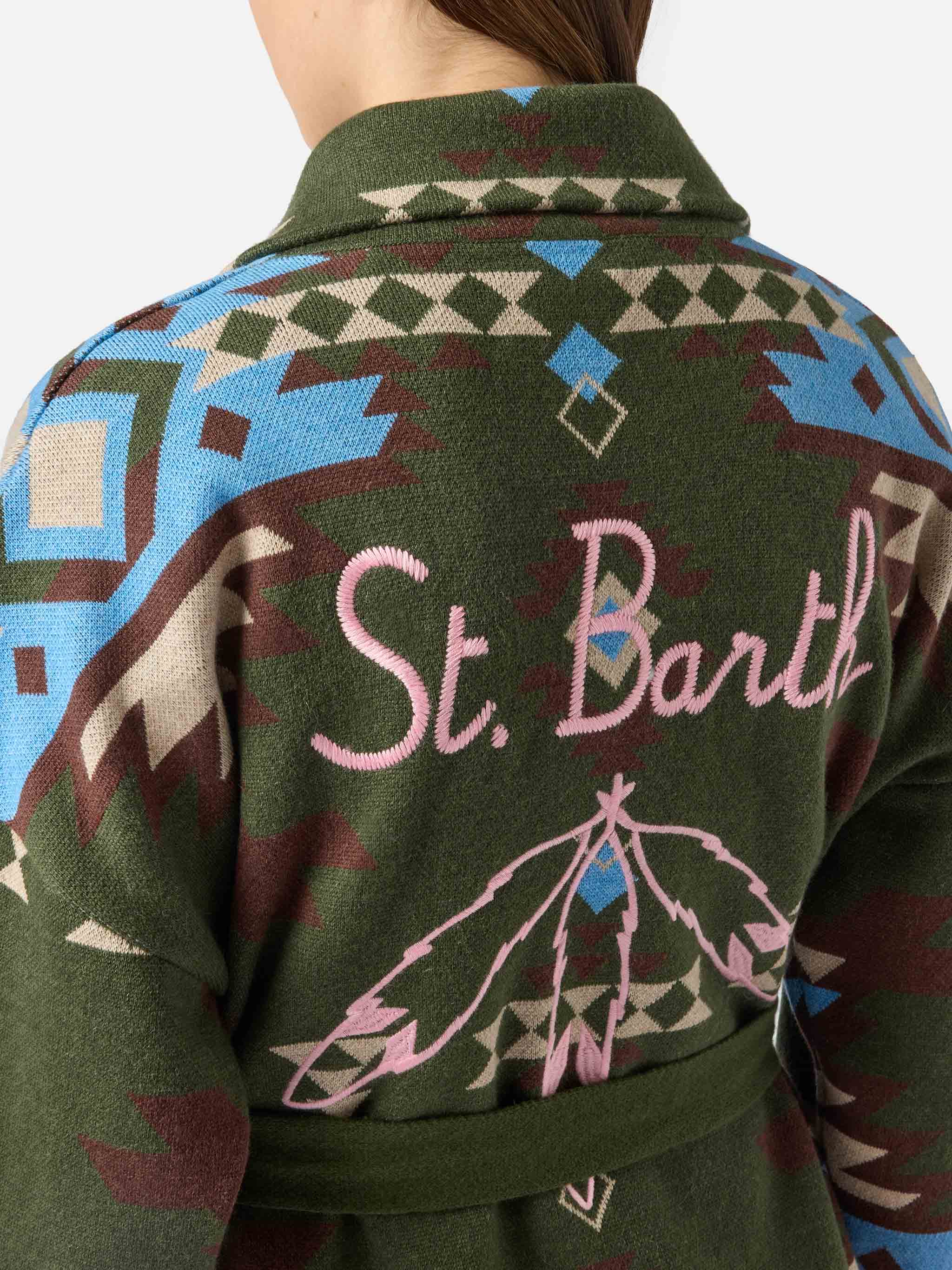 Blended cardigan Cristabel with belt and ethnic print - Image 6