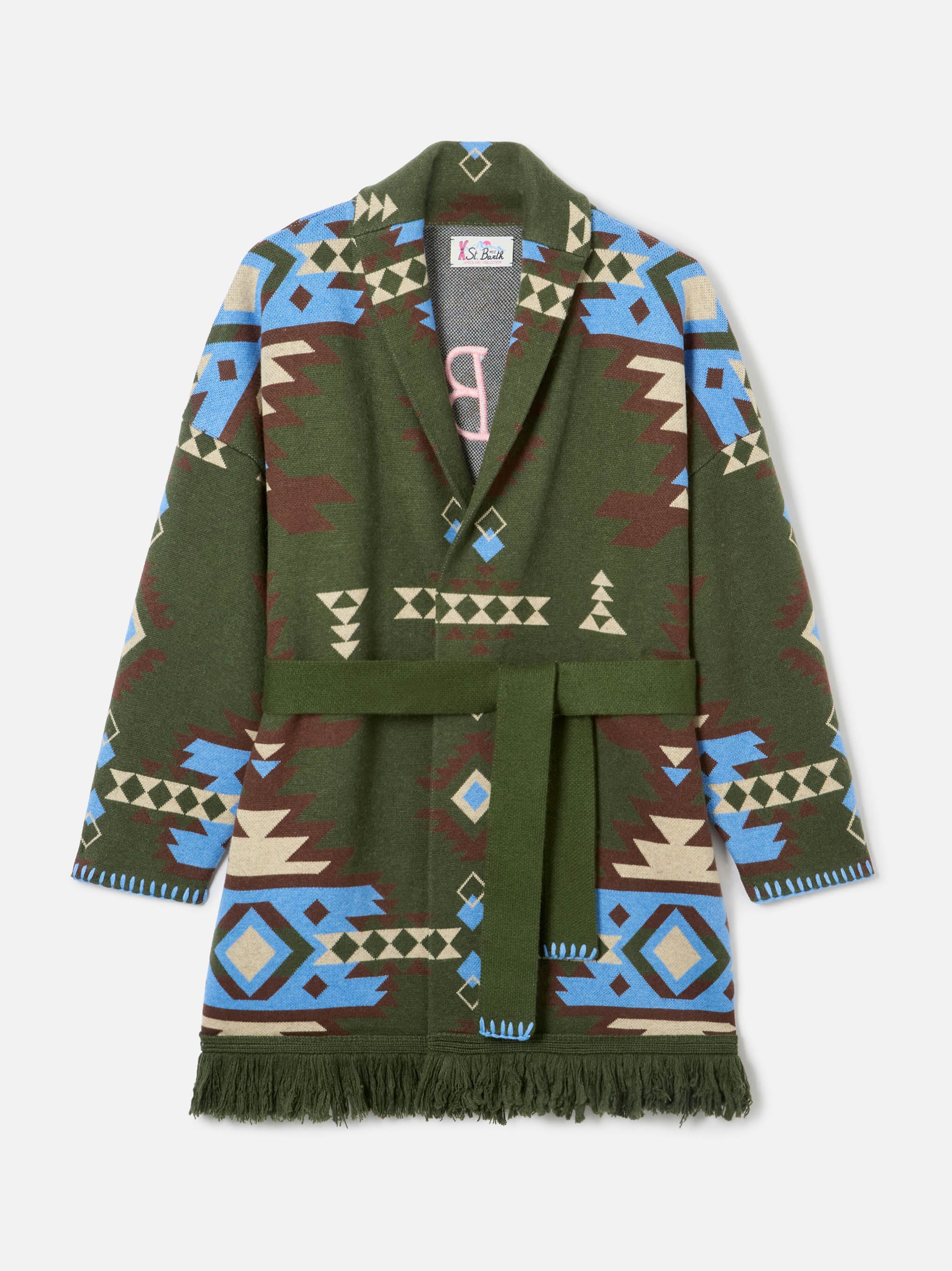 Blended cardigan Cristabel with belt and ethnic print - Image 7