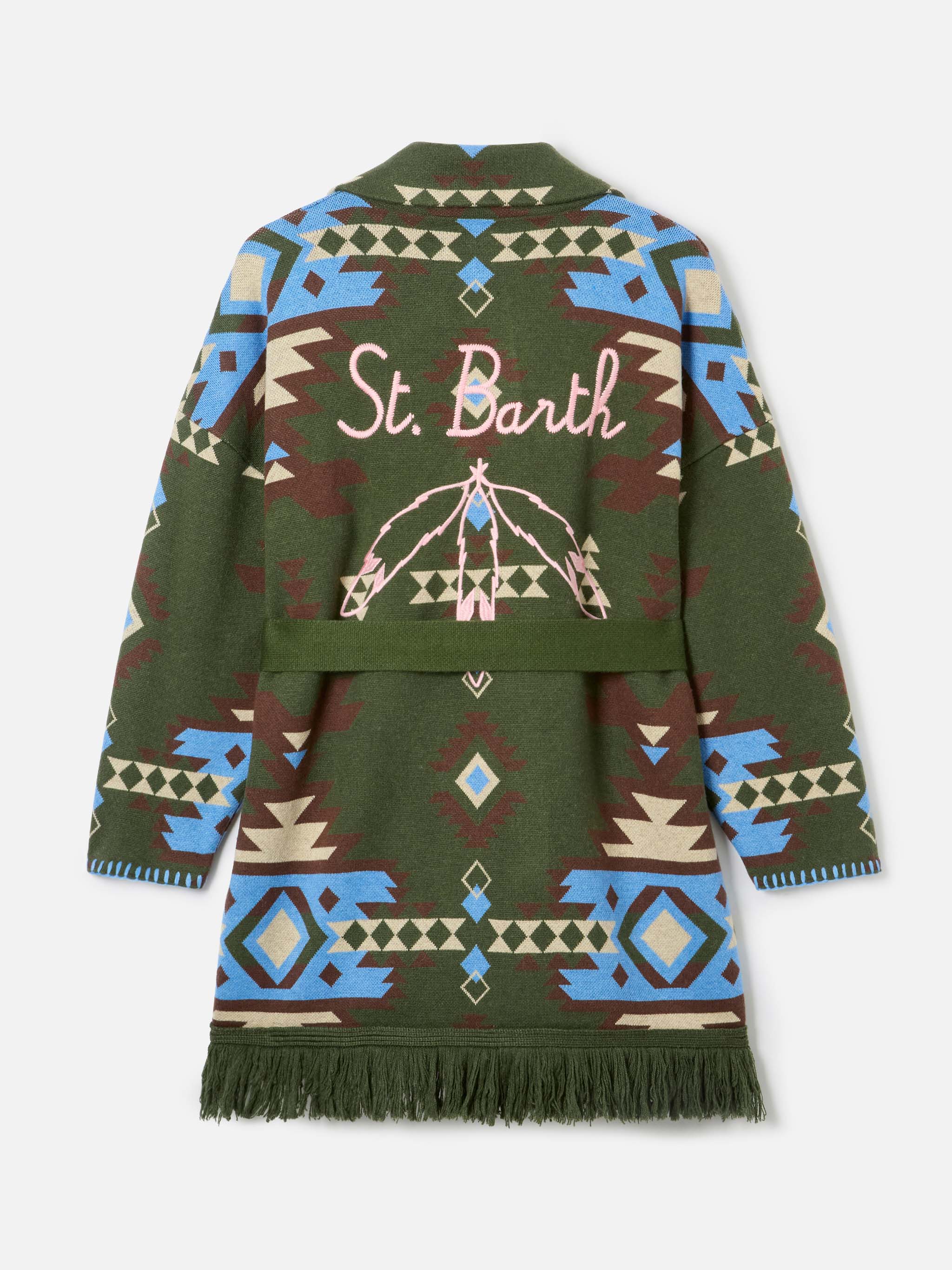 Blended cardigan Cristabel with belt and ethnic print - Image 8