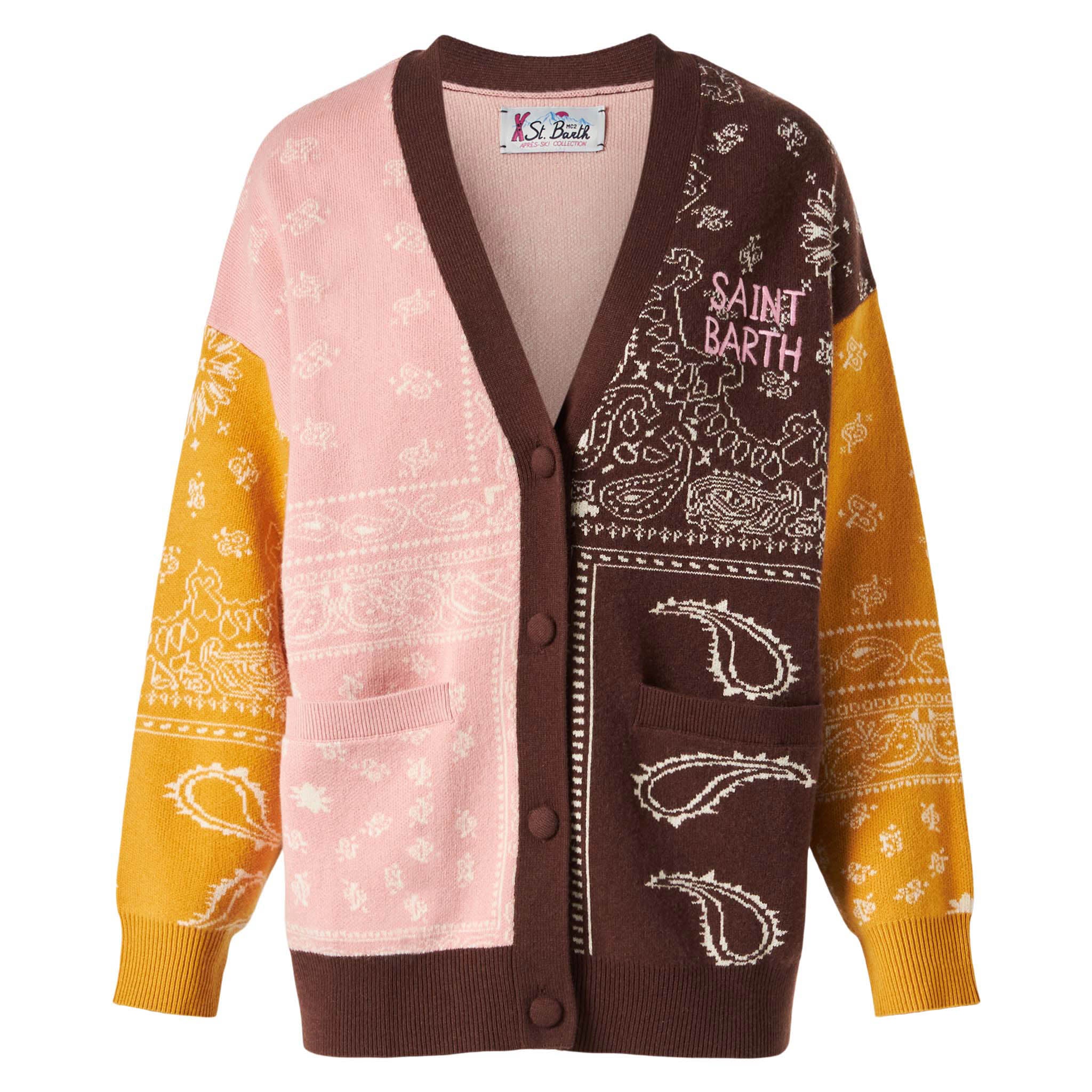Chloe multicolor bandana print cashmere blend cardigan - Image 4