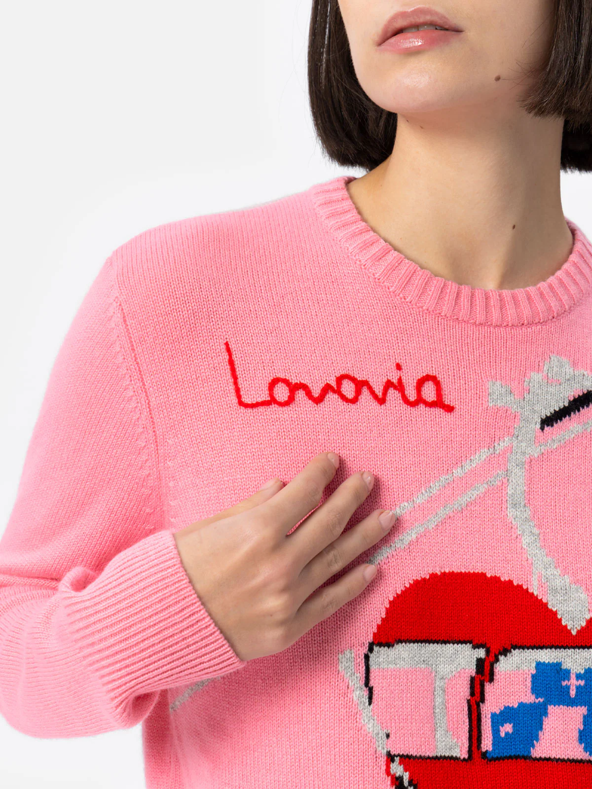 Maglia New Queen in misto cashmere con jacquard postcard - Image 2