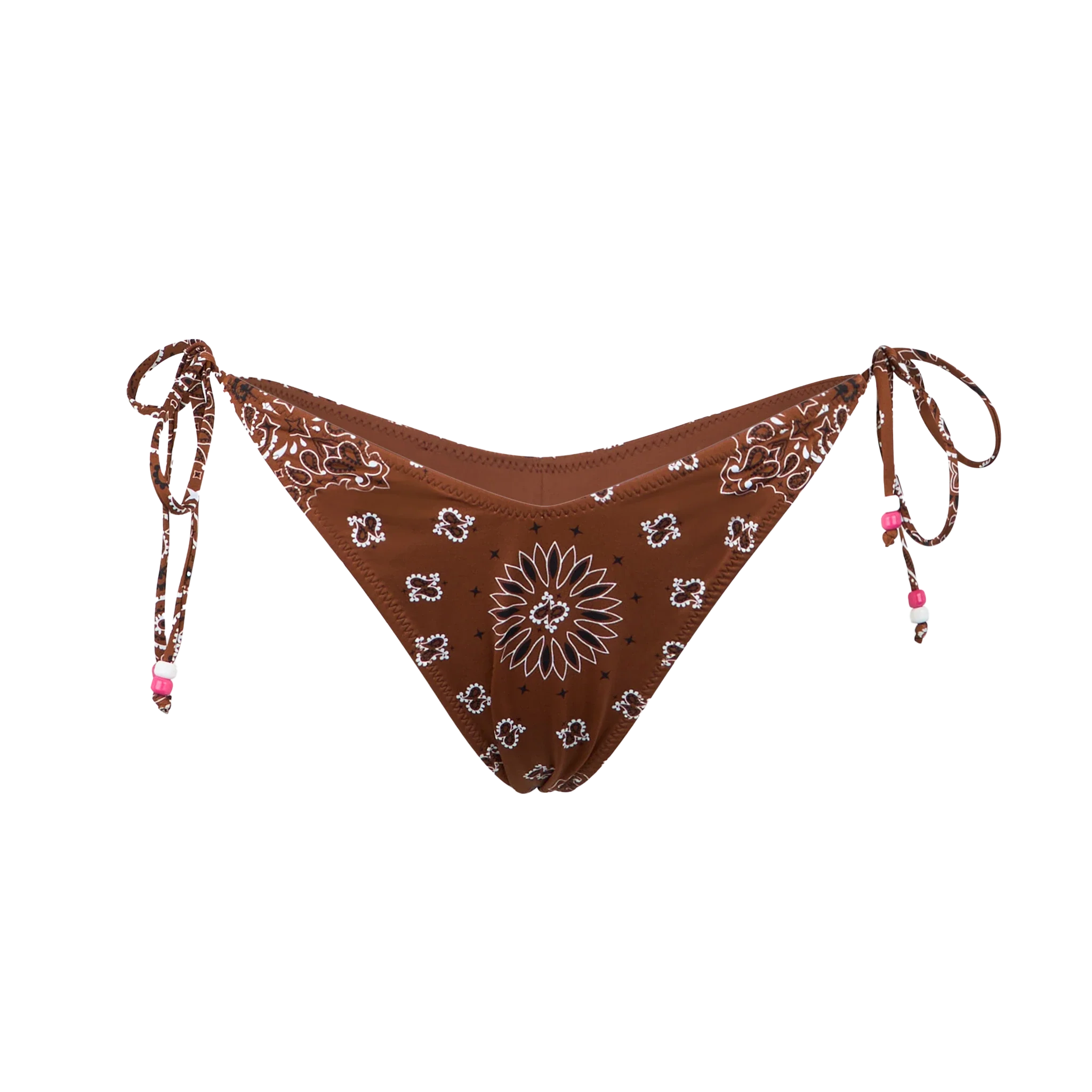 Brown bandana Norah cheeky swim briefs with charms