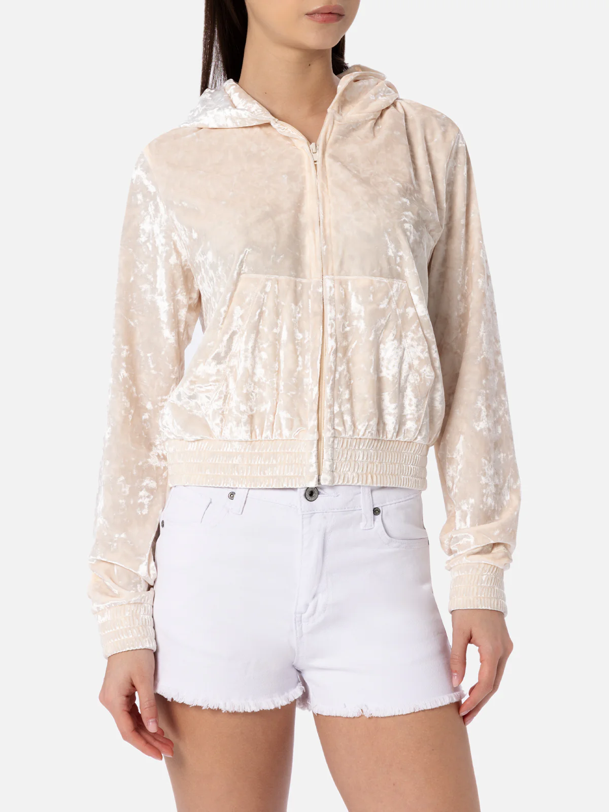 Jasmine pale yellow chenille zip hoodie - Image 2
