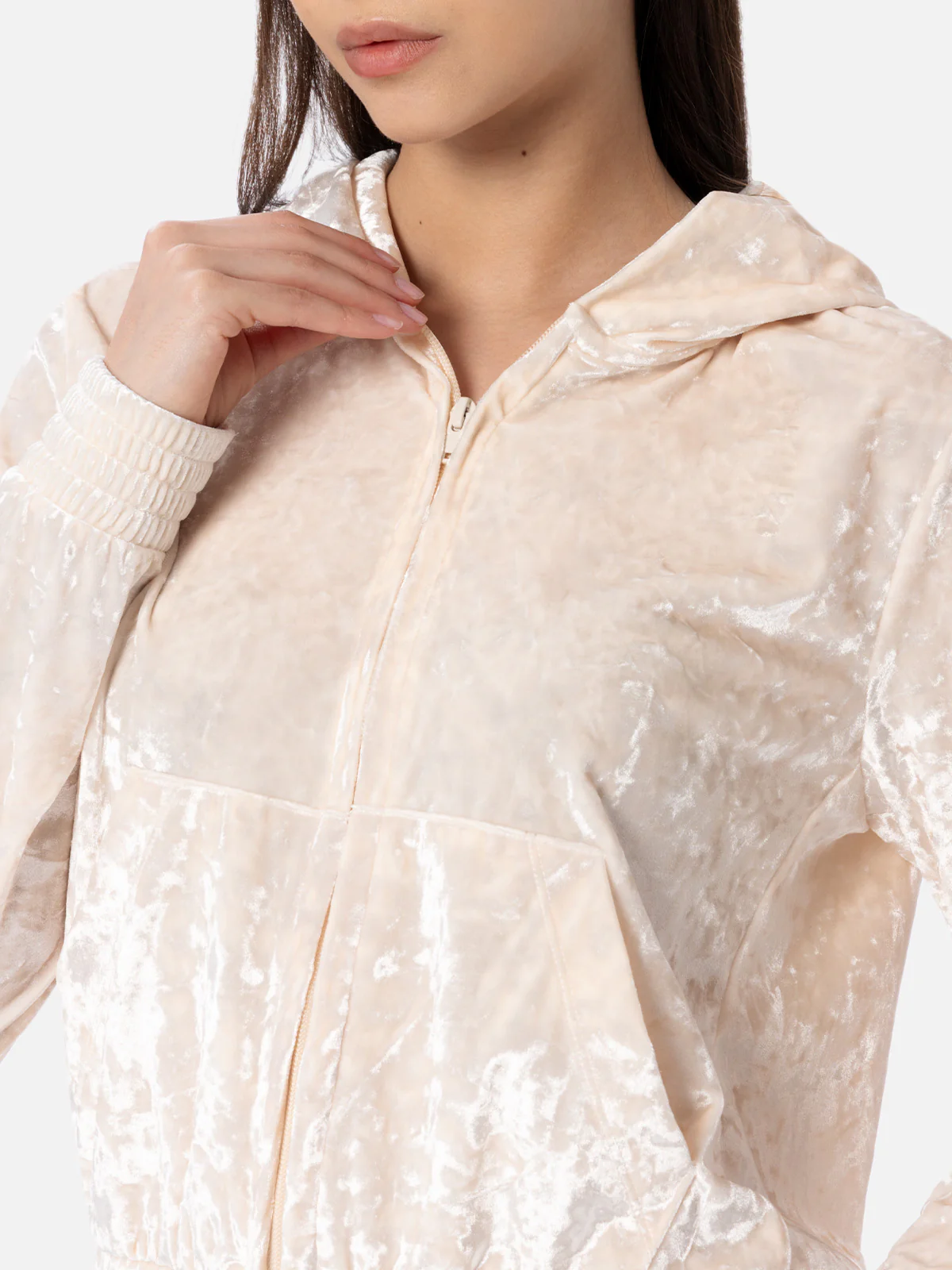Jasmine pale yellow chenille zip hoodie - Image 3