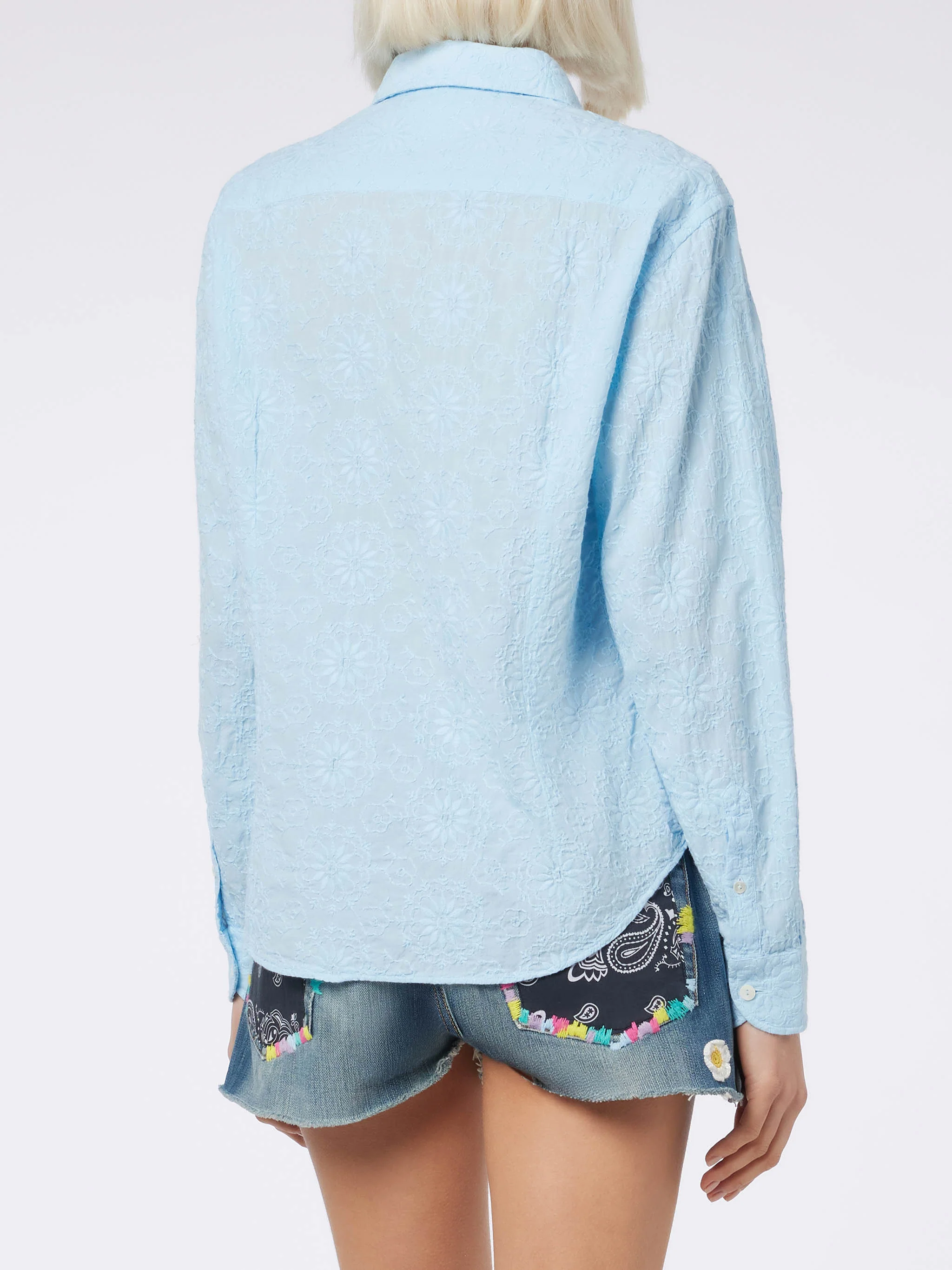 Light blue Meredith sangallo cotton shirt - Image 3