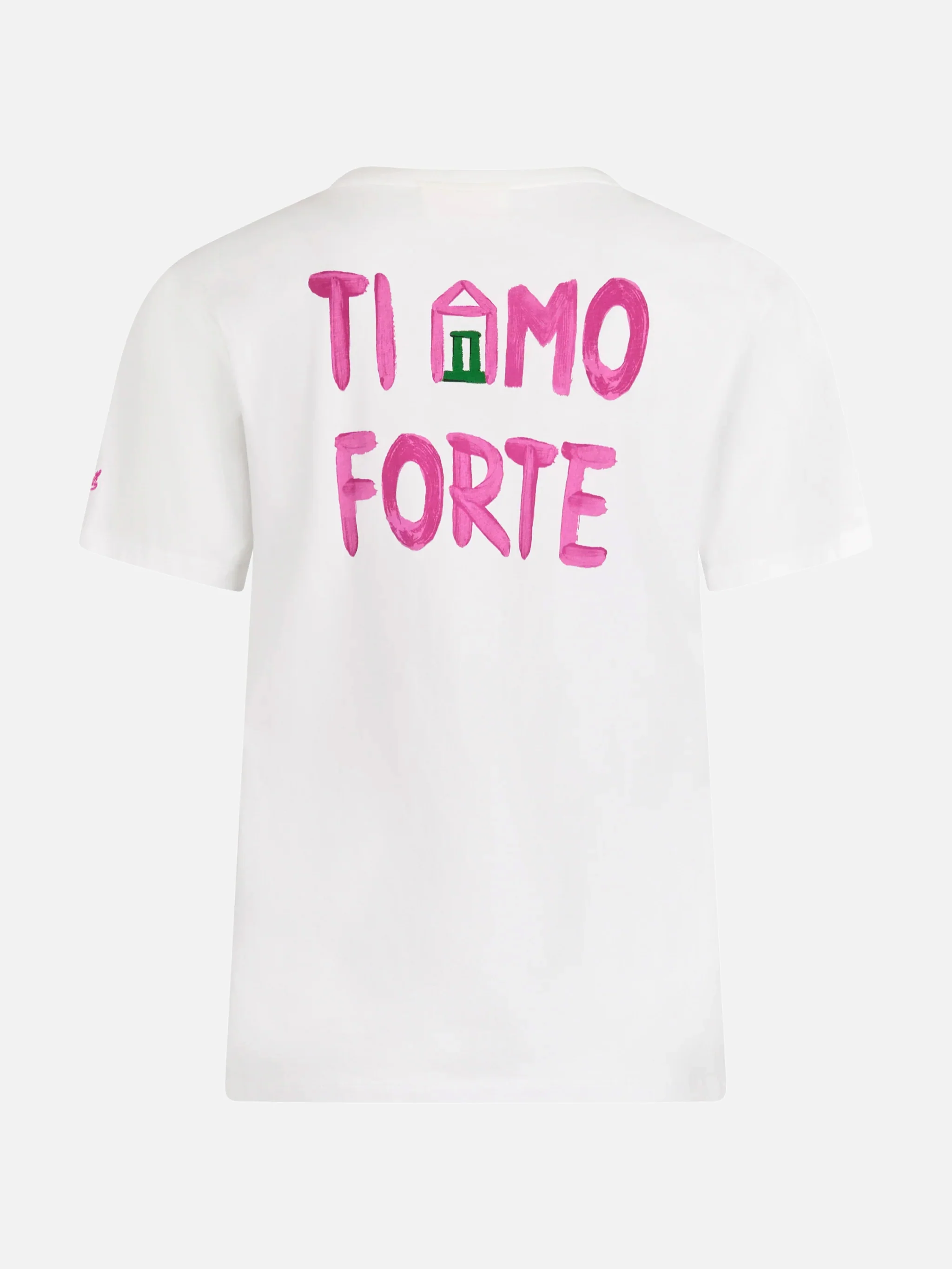 Emilie white cotton t-shirt with Amo Forte print | Special Edition - Image 6