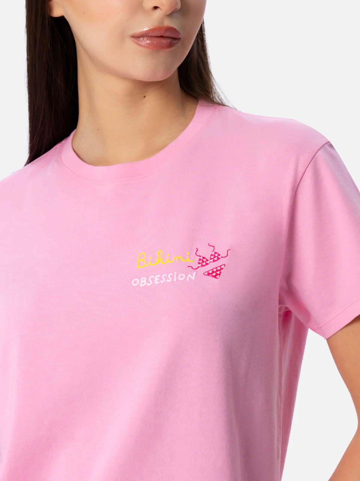 Emilie cotton t-shirt with Bikini Obsession embroidery - Image 3