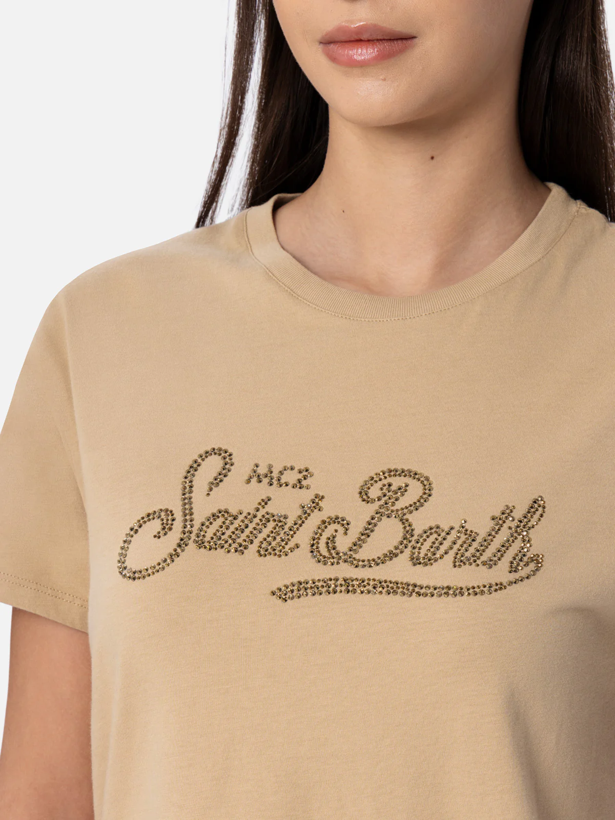 Emilie cotton t-shirt with rhinestone embroidery - Image 2