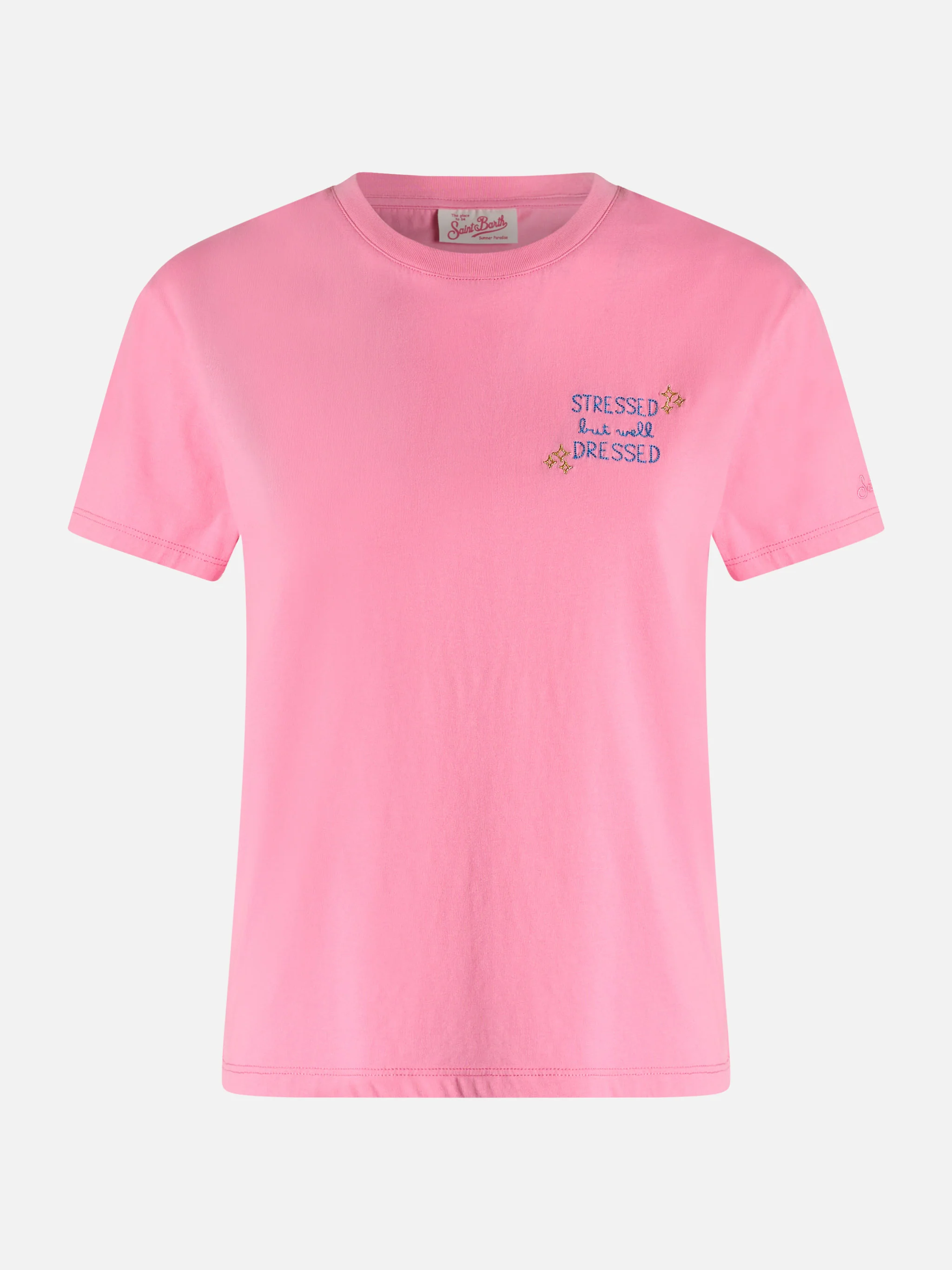 Emilie t-shirt with Stressed but Well Dressed embroidery - Image 3