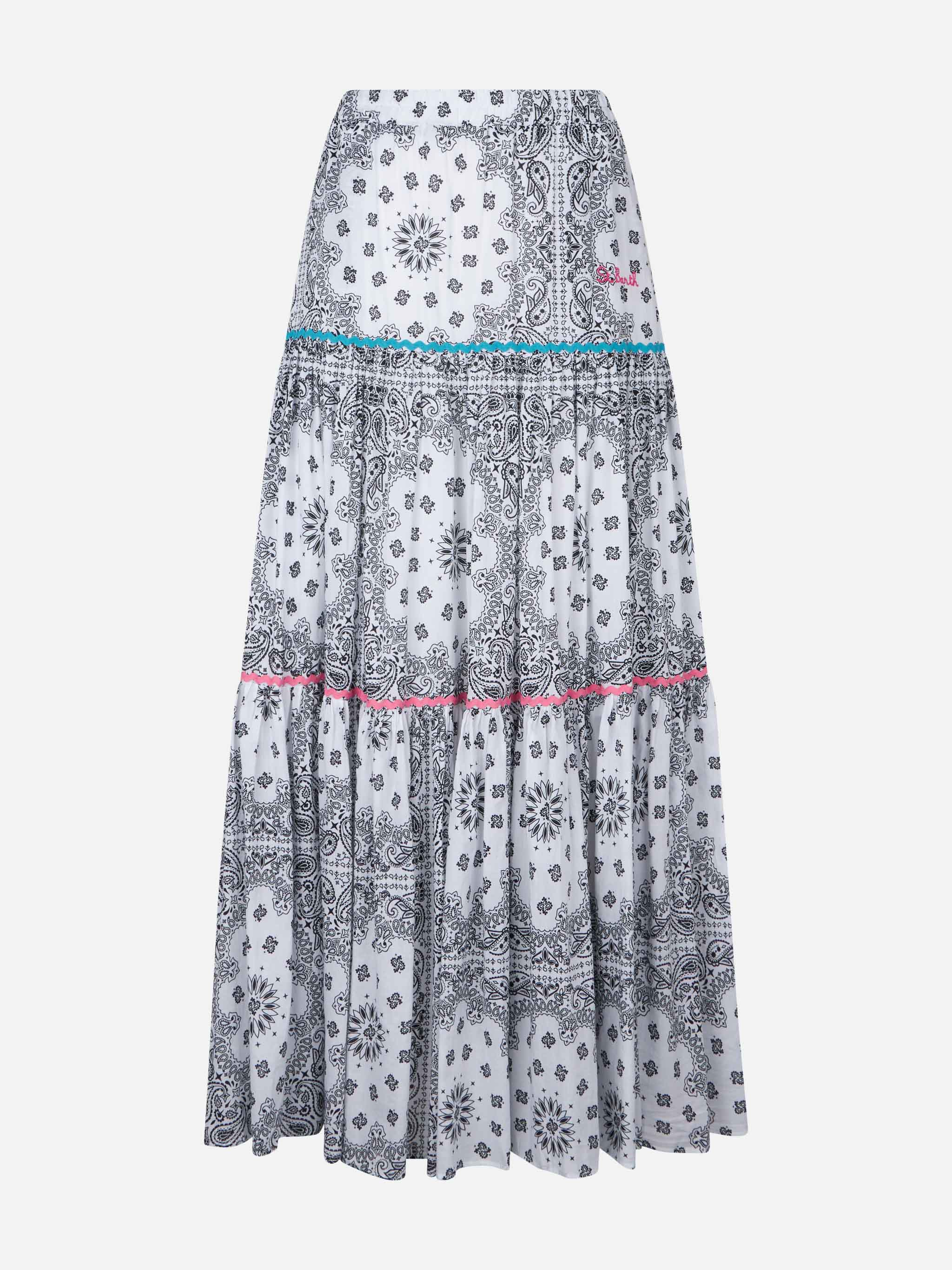 Cotton long skirt Rambla with bandana print - Image 3