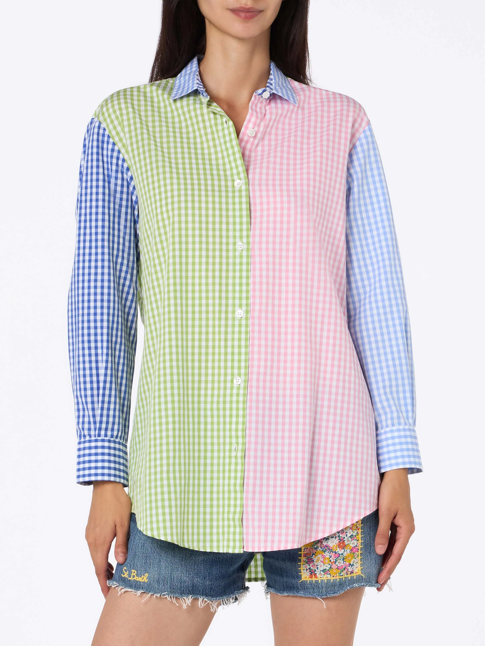 Camicia Brigitte in cotone stampa vichy multicolor