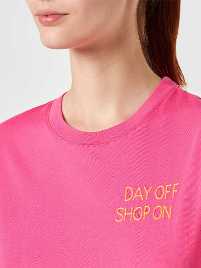 Emilie fuchsia cotton t-shirt with embroidery
