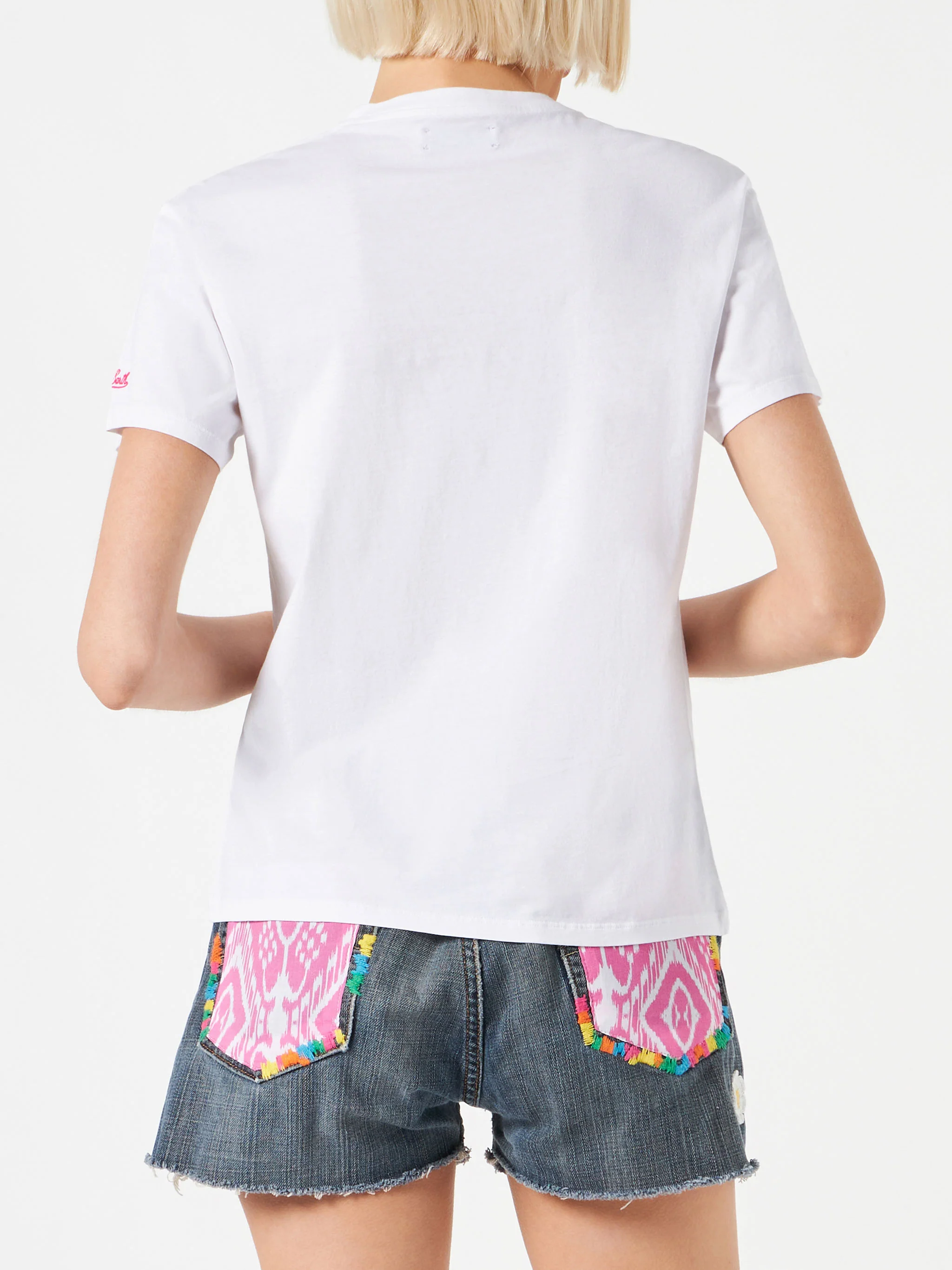 Emilie cotton t-shirt with Saint Barth print - Image 3