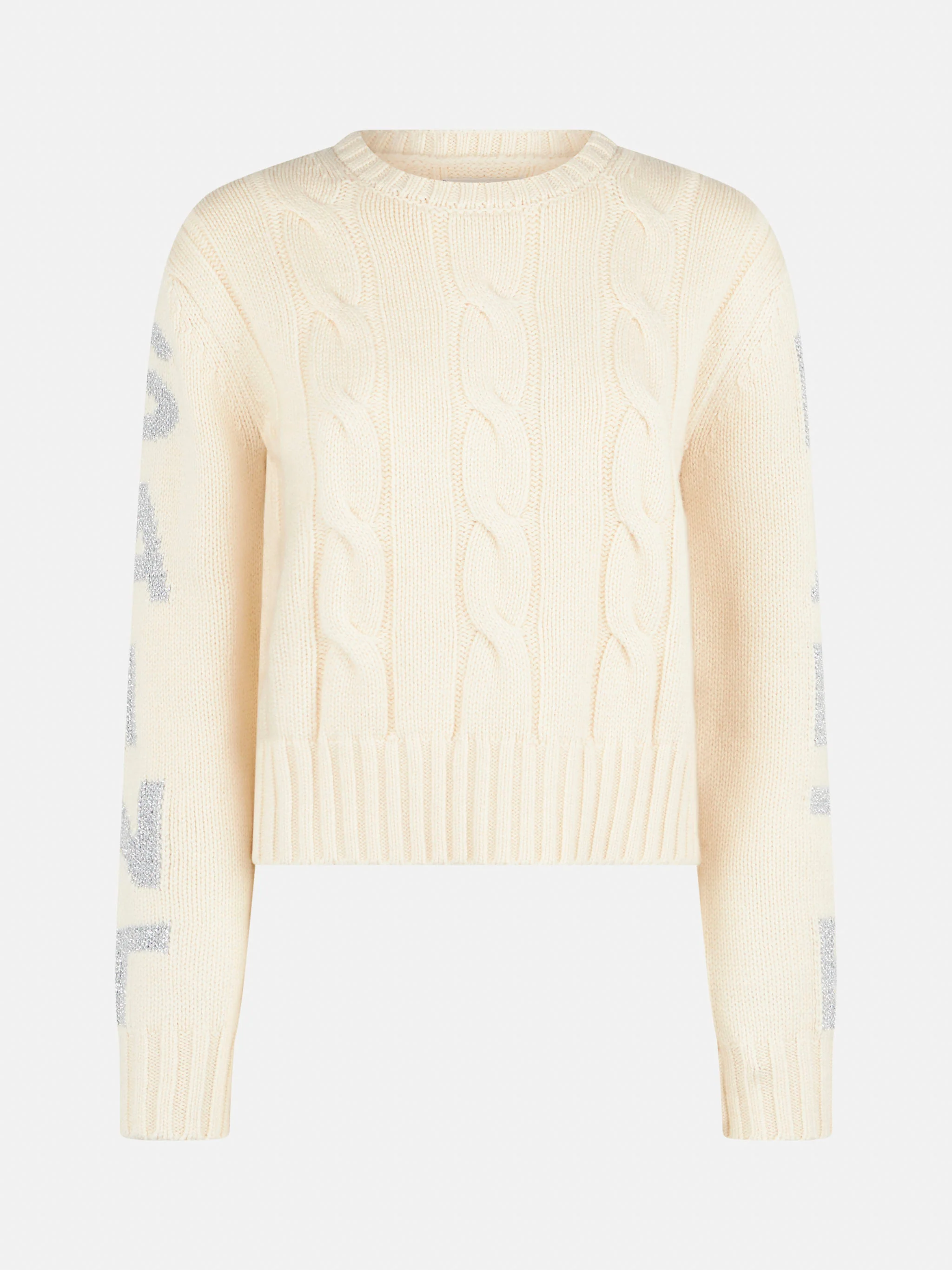 Malmo white braided crewneck sweater with lurex details - Image 5