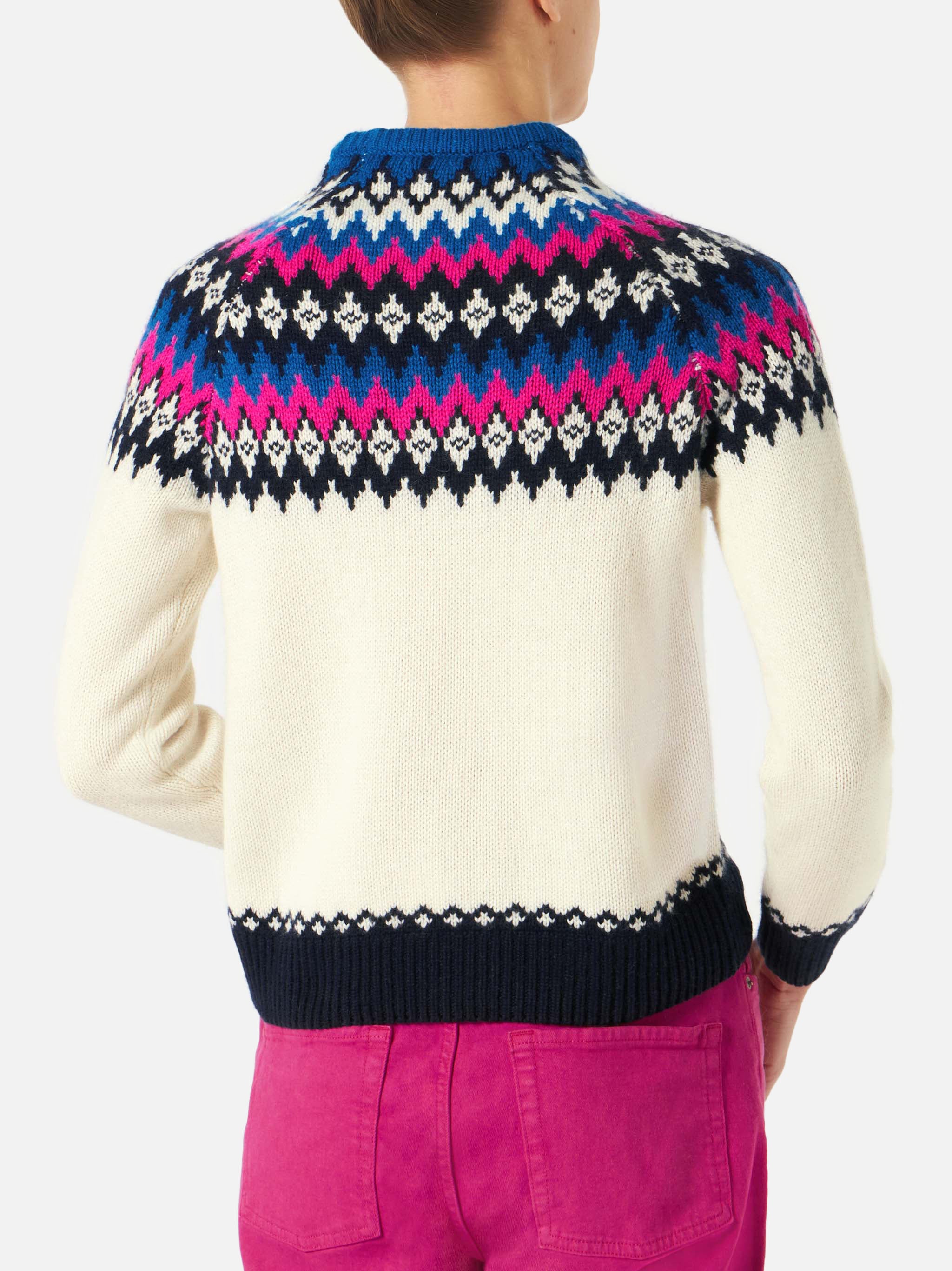 White New Queen Nordic sweater with jacquard pattern - Image 4