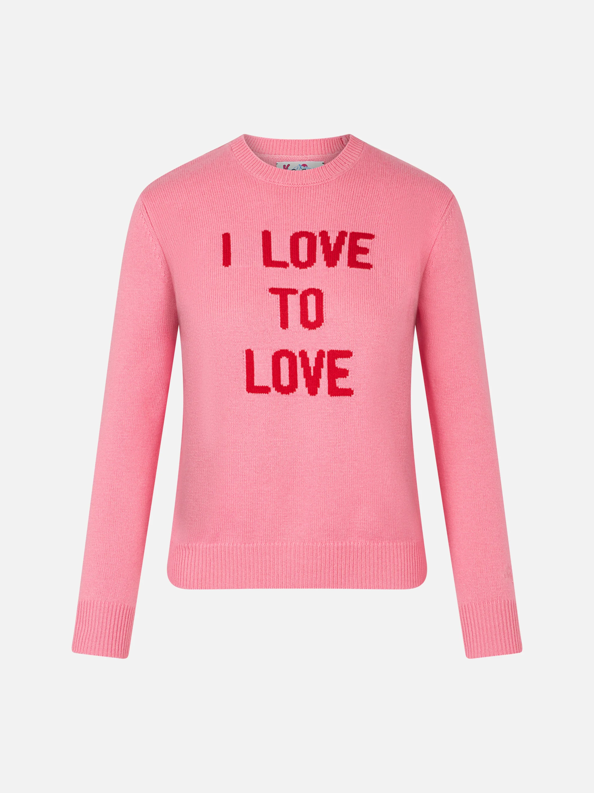 Crewneck pink sweater I love to Love jacquard - Image 4