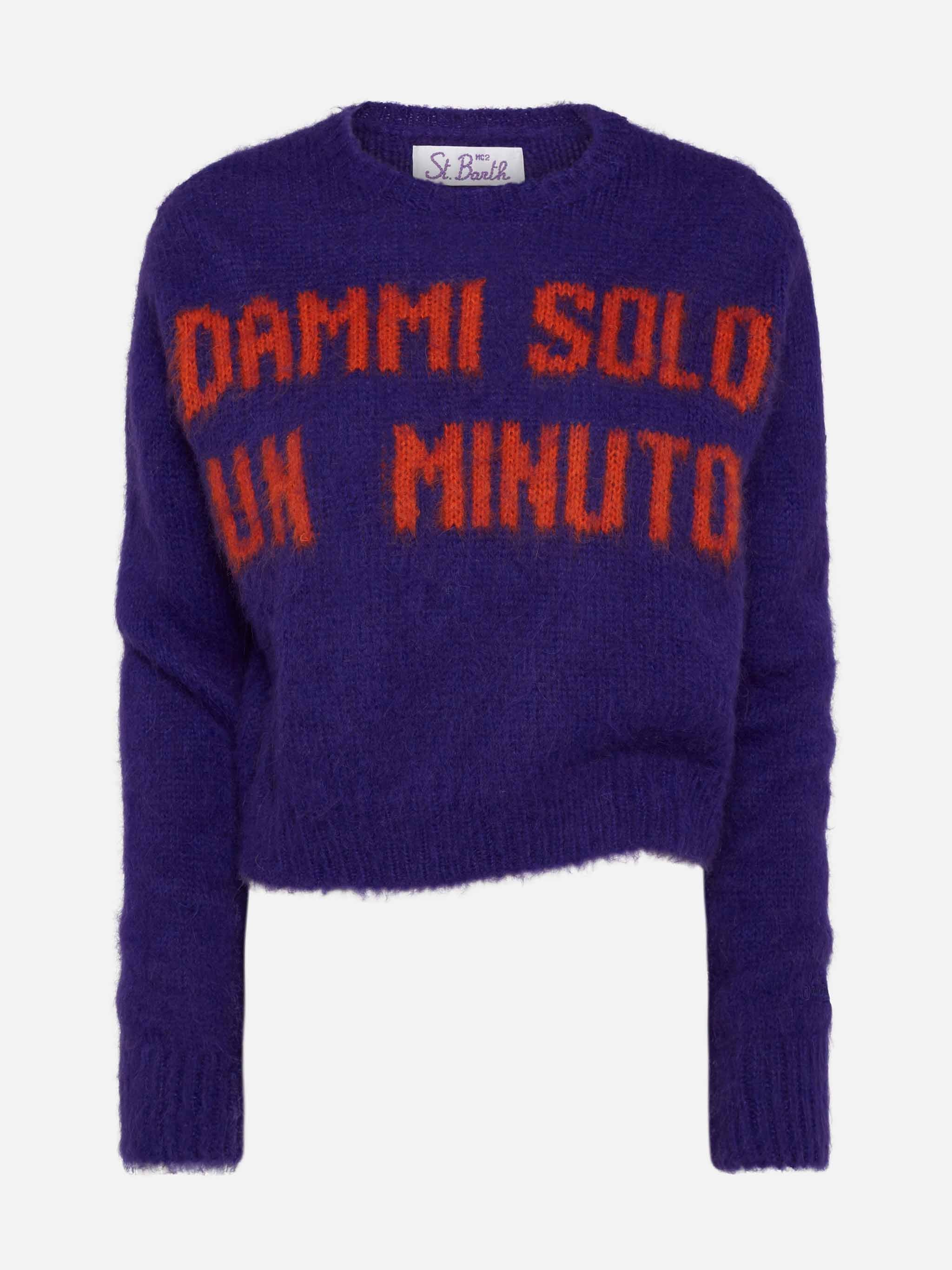 New Queen purple crop crewneck sweater with Dammi solo un minuto embroidery - Image 3