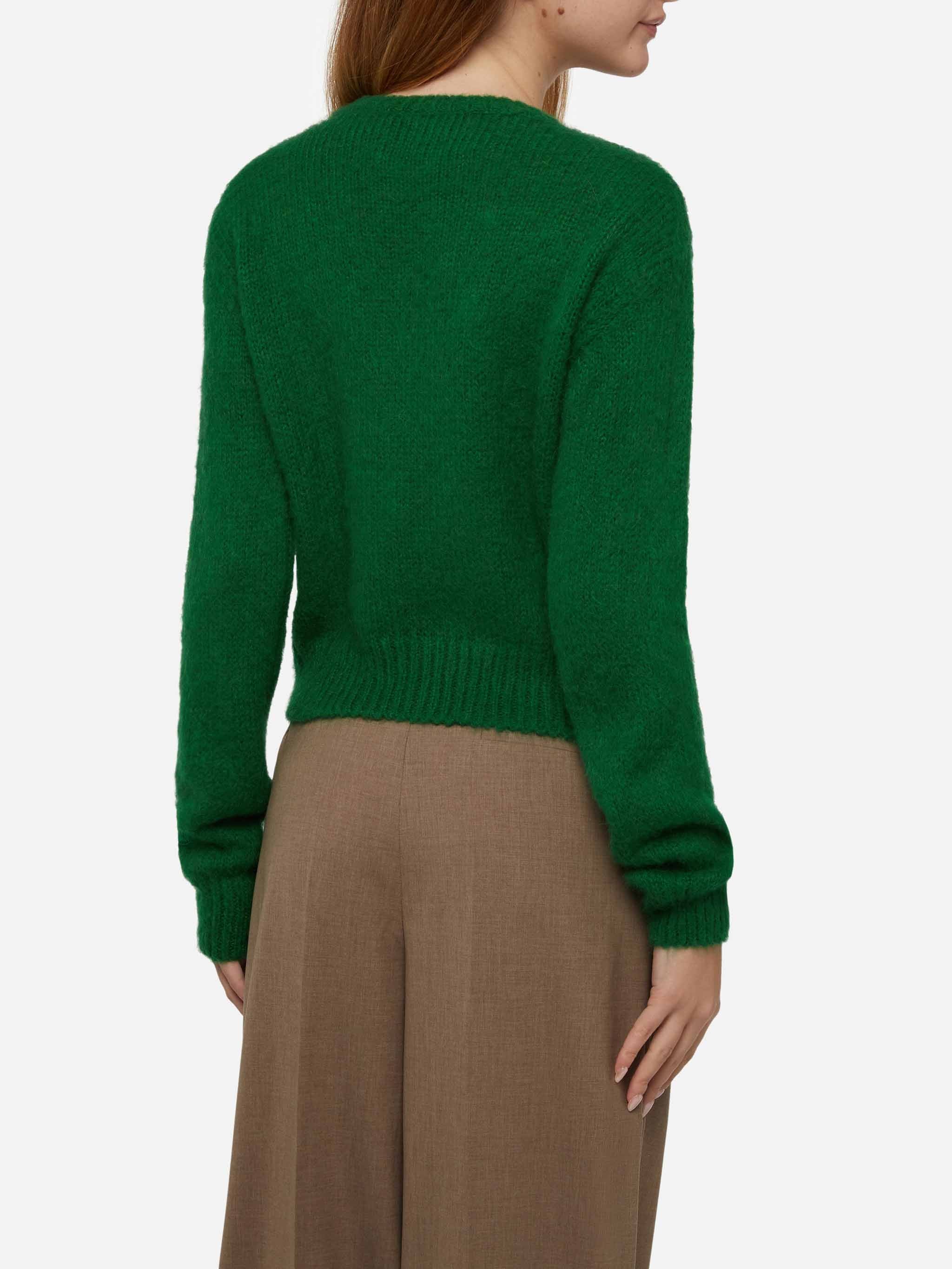Green New Queen cropped sweater with Plastic Free embroidery - Image 3