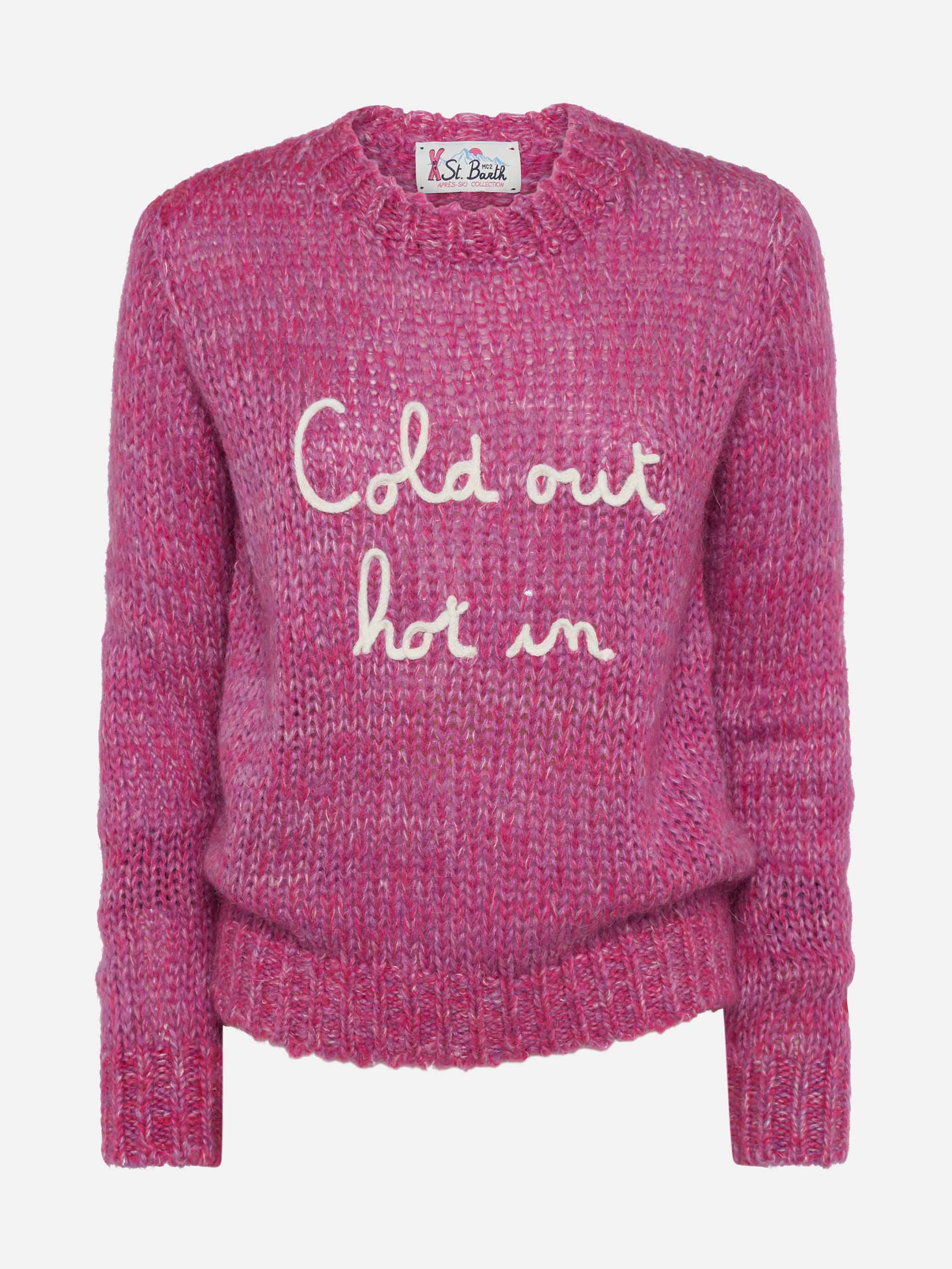 New Queen Soft purple alpaca blend sweater with Cold Out Hot In embroidery - Image 4