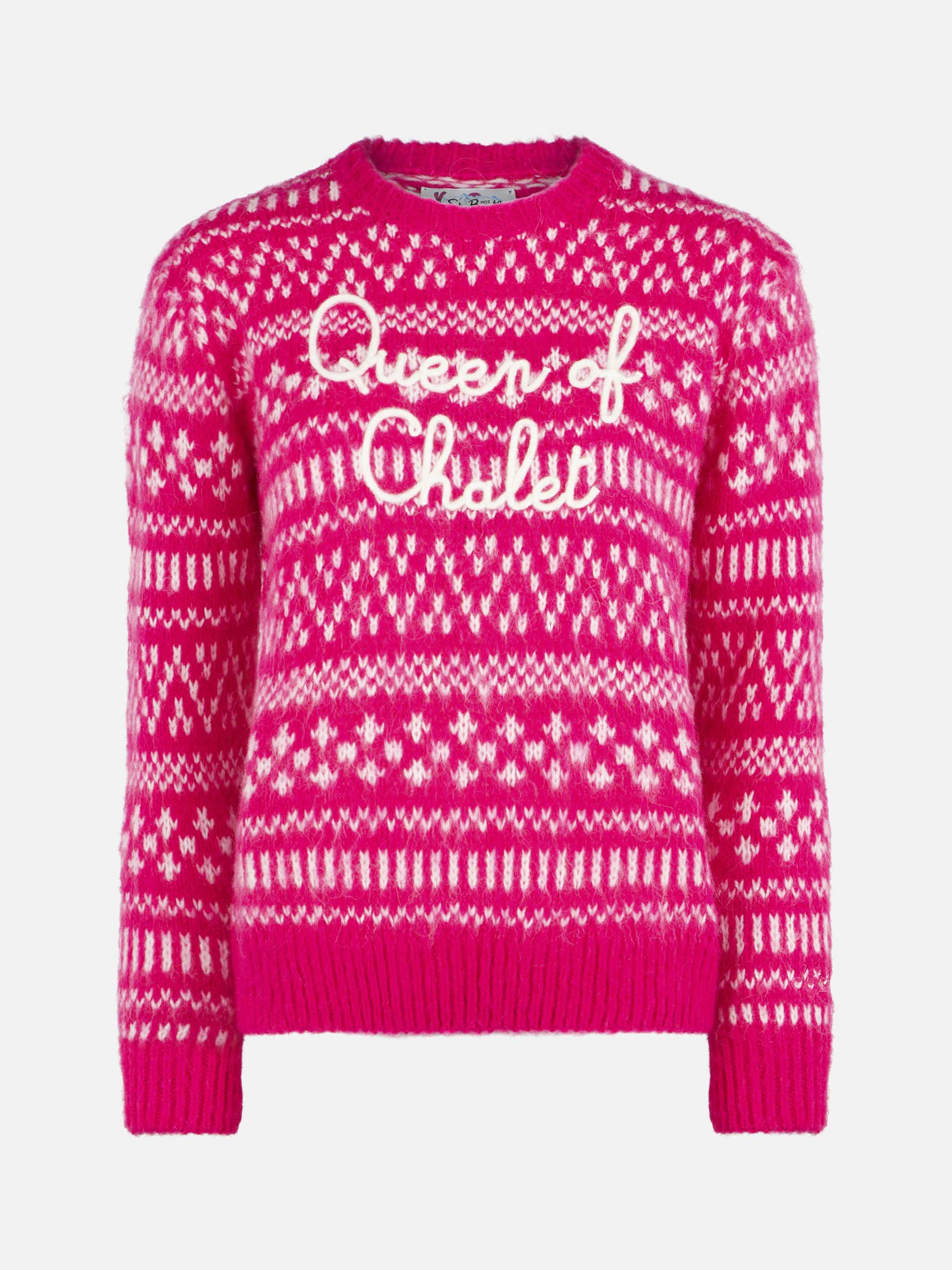 New Queen fuchsia sweater with Queen of Chalet embroidery - Image 4