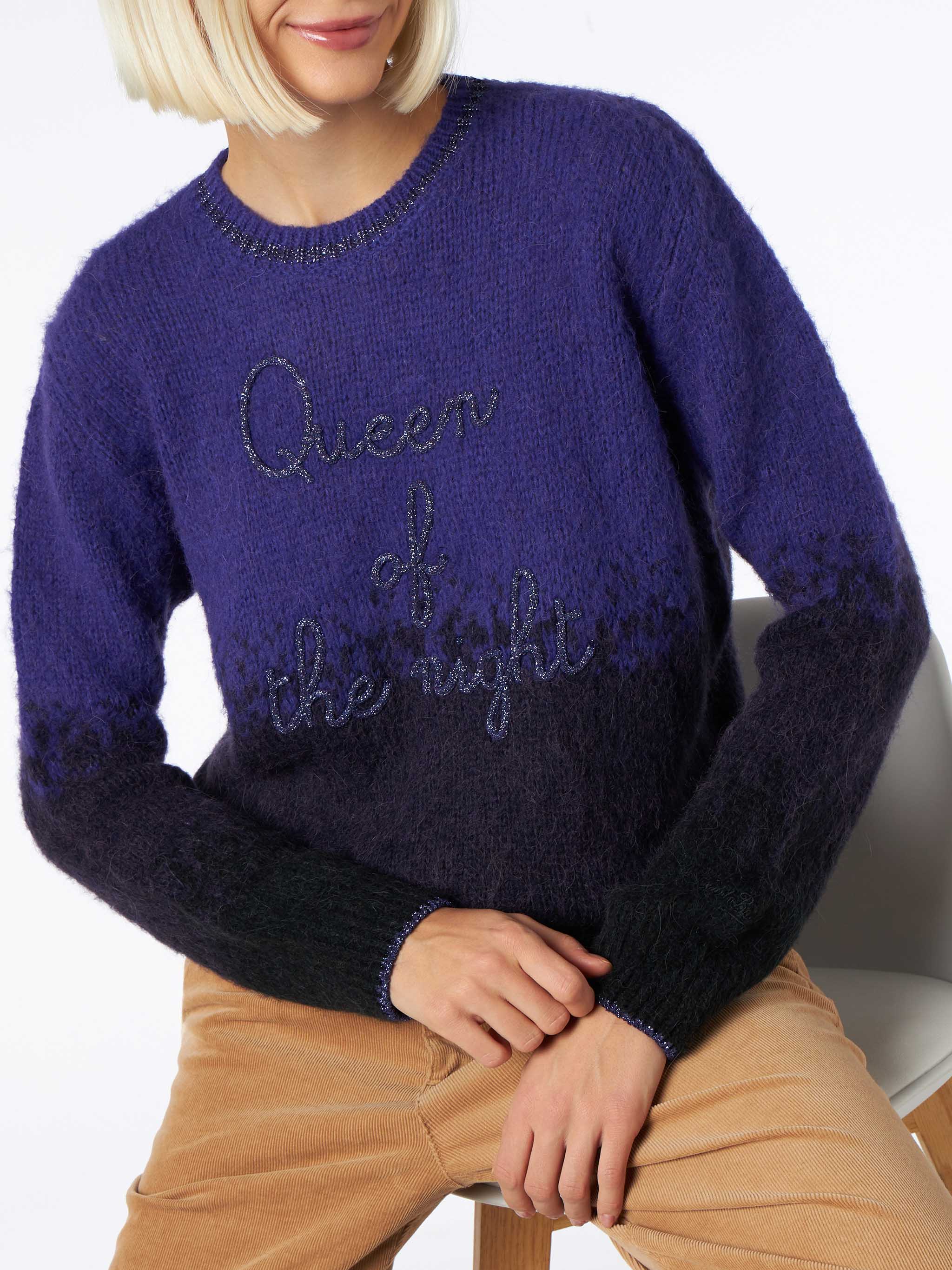 Crewneck soft sweater with Queen of the Night embroidery - Image 2