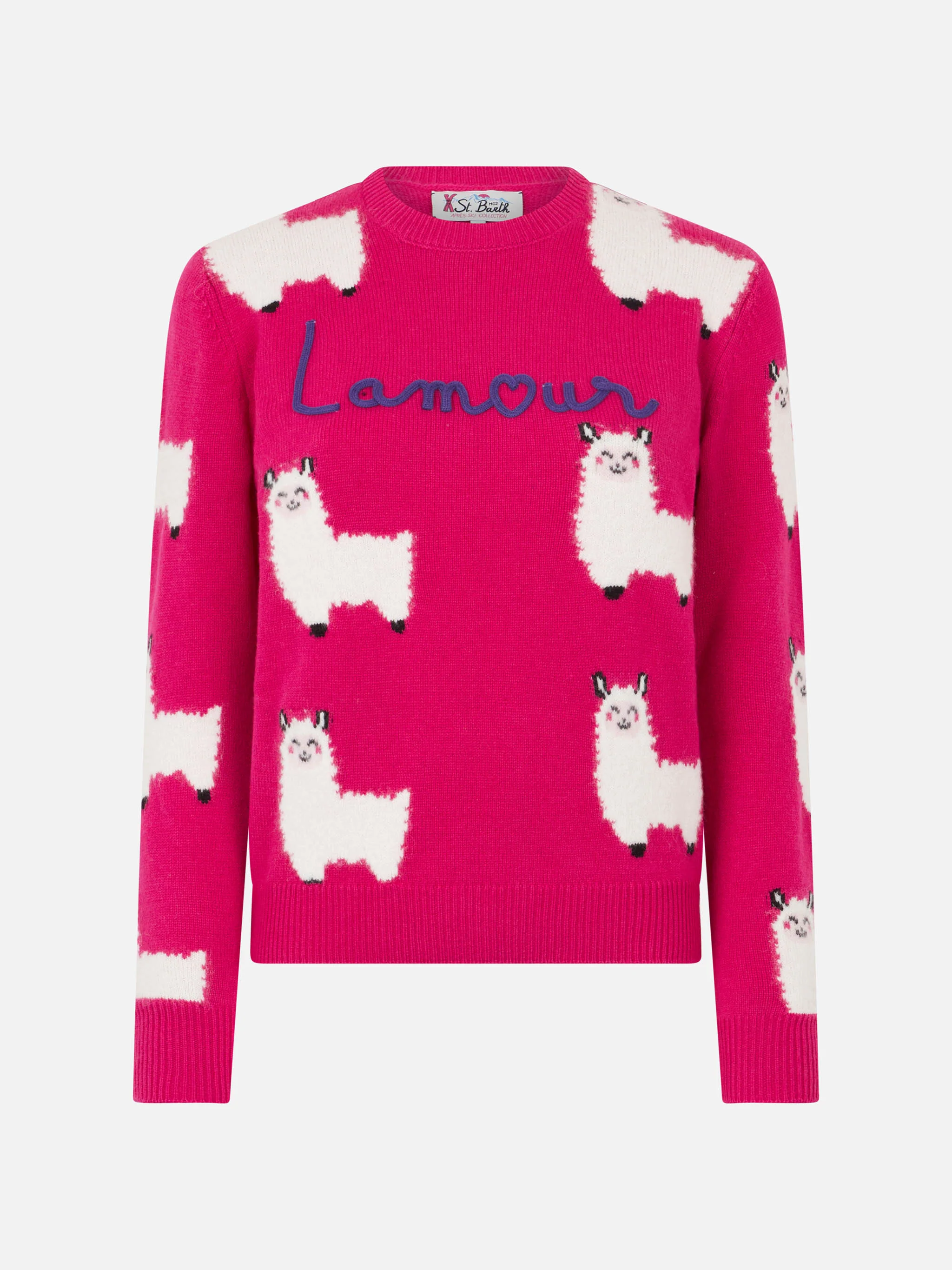 New Queen fuchsia alpaca blend sweater with L Amour embroidery - Image 4