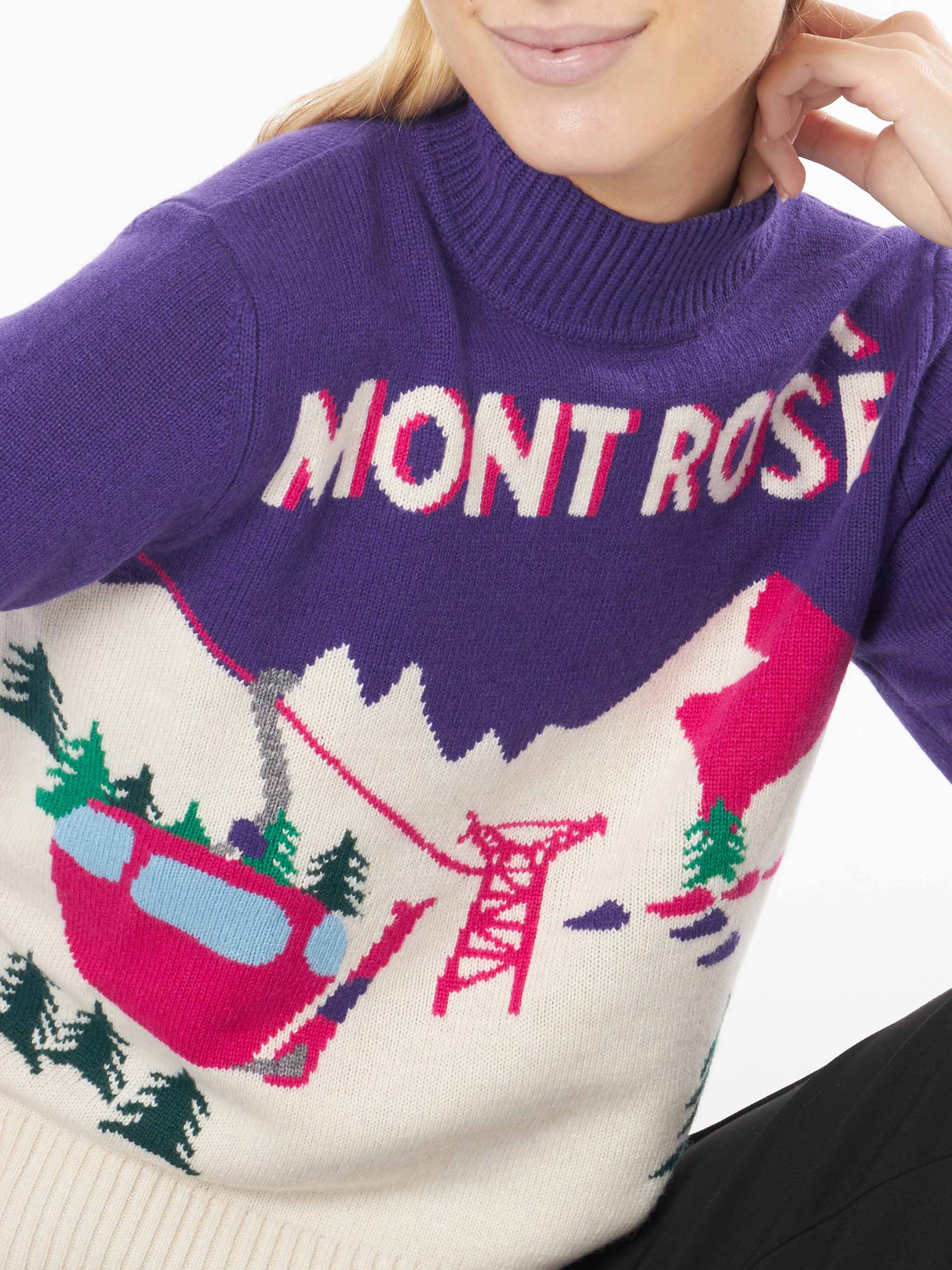 Peak purple sweater with Mont Rosè postcard - Image 2