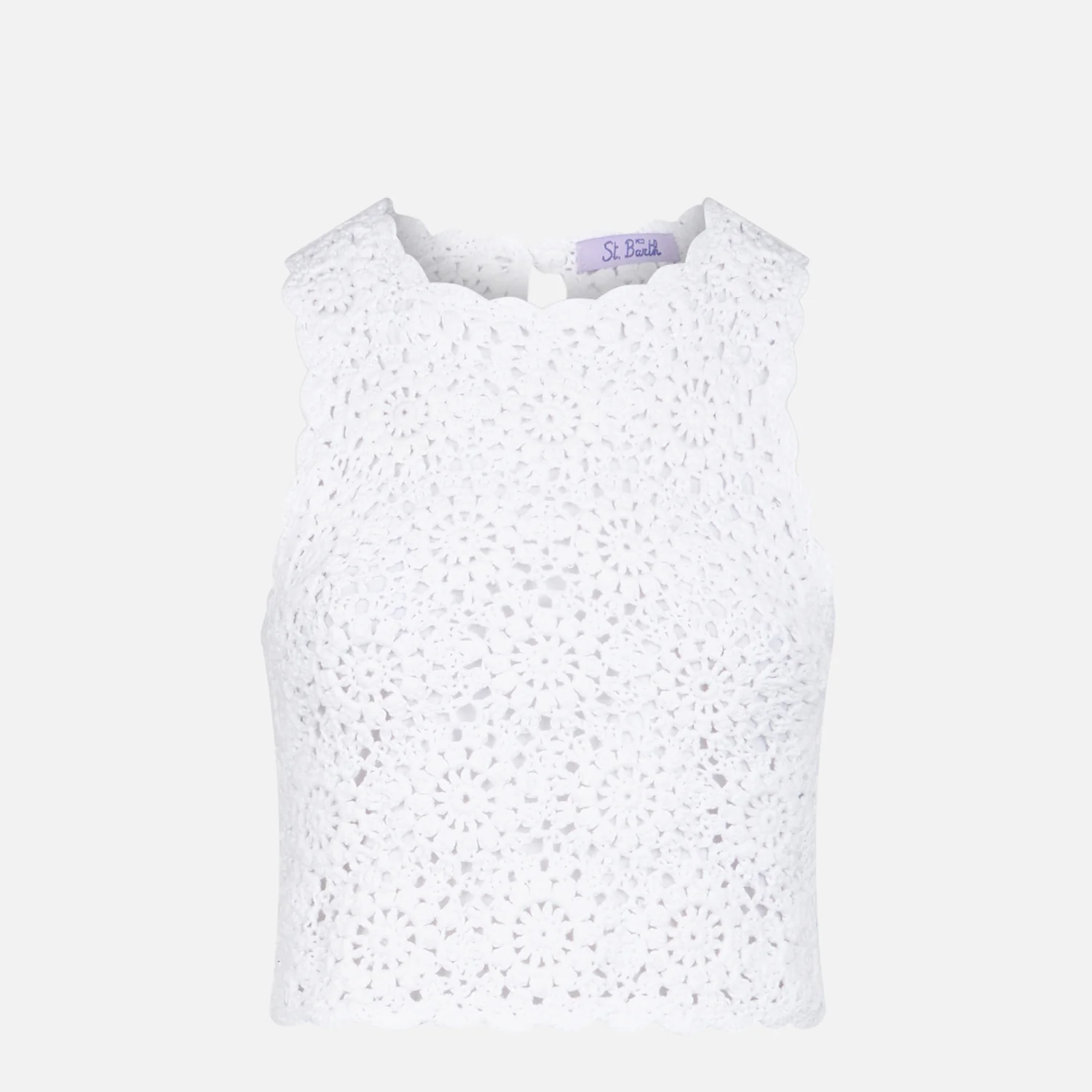 Medison white crochet halterneck top with flower pattern - Image 5