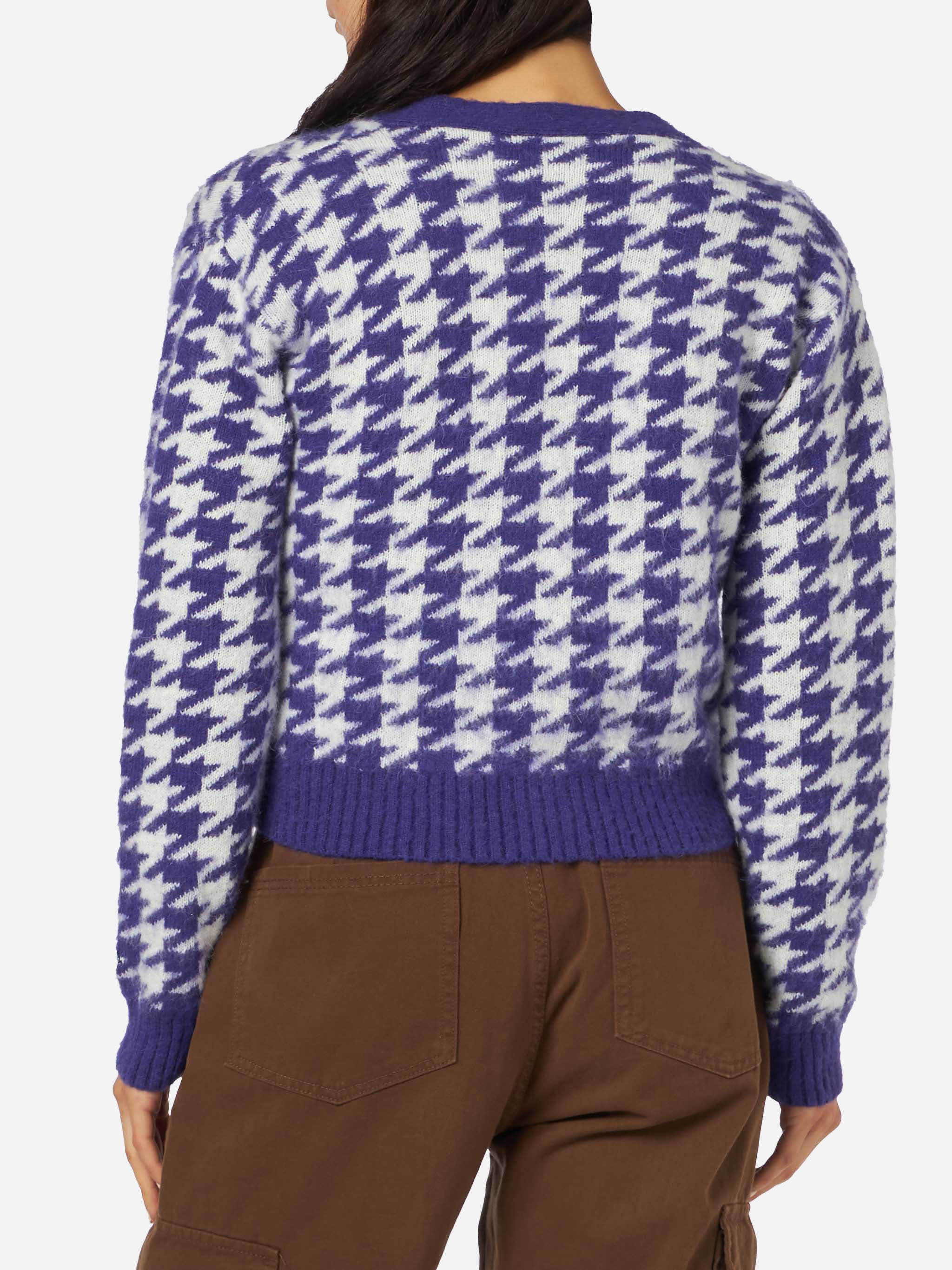 Purple pied de poule Megeve cropped cardigan - Image 2