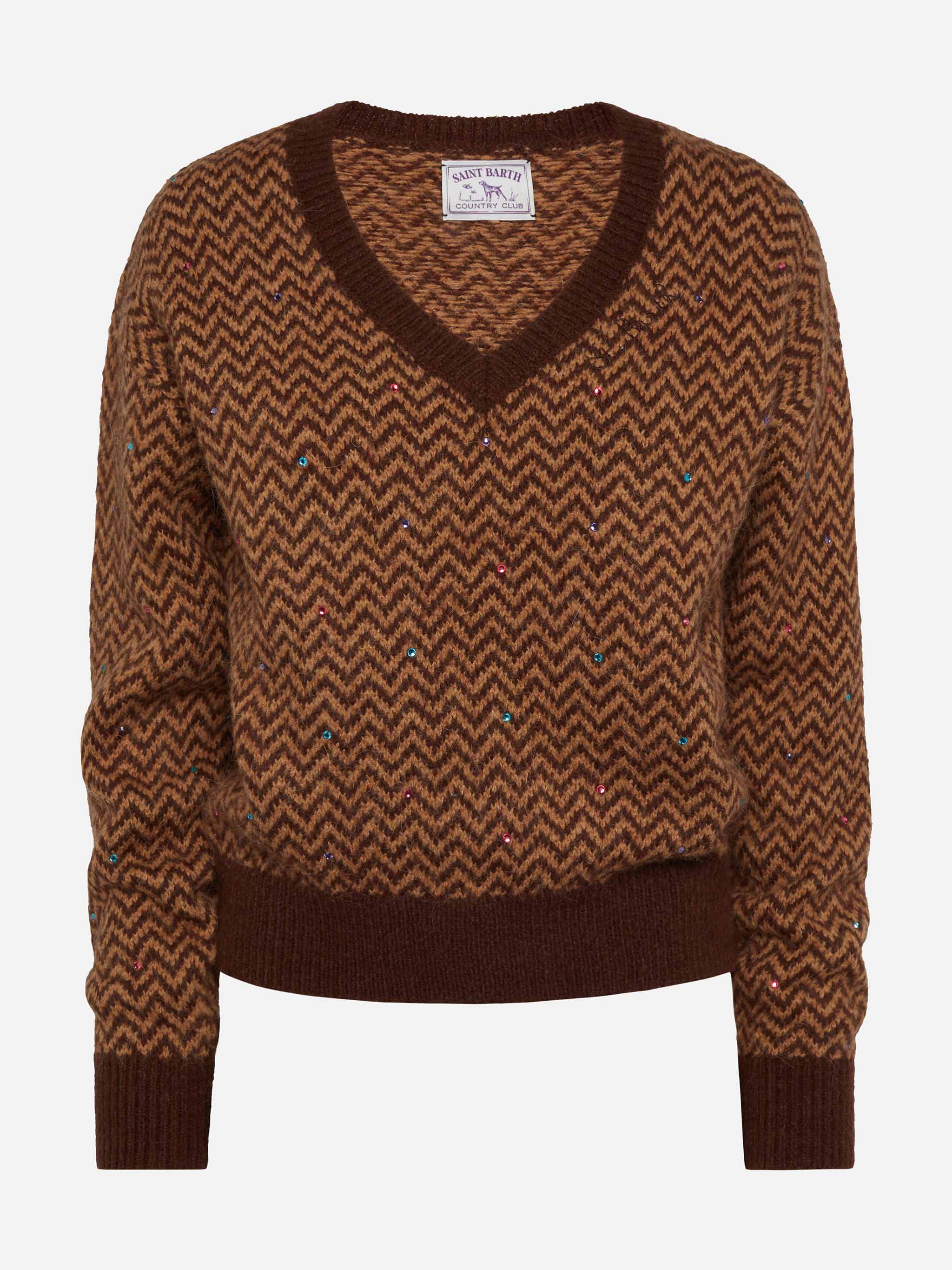 Annecy Soft sweater with diamond pattern and V-neck - Image 4