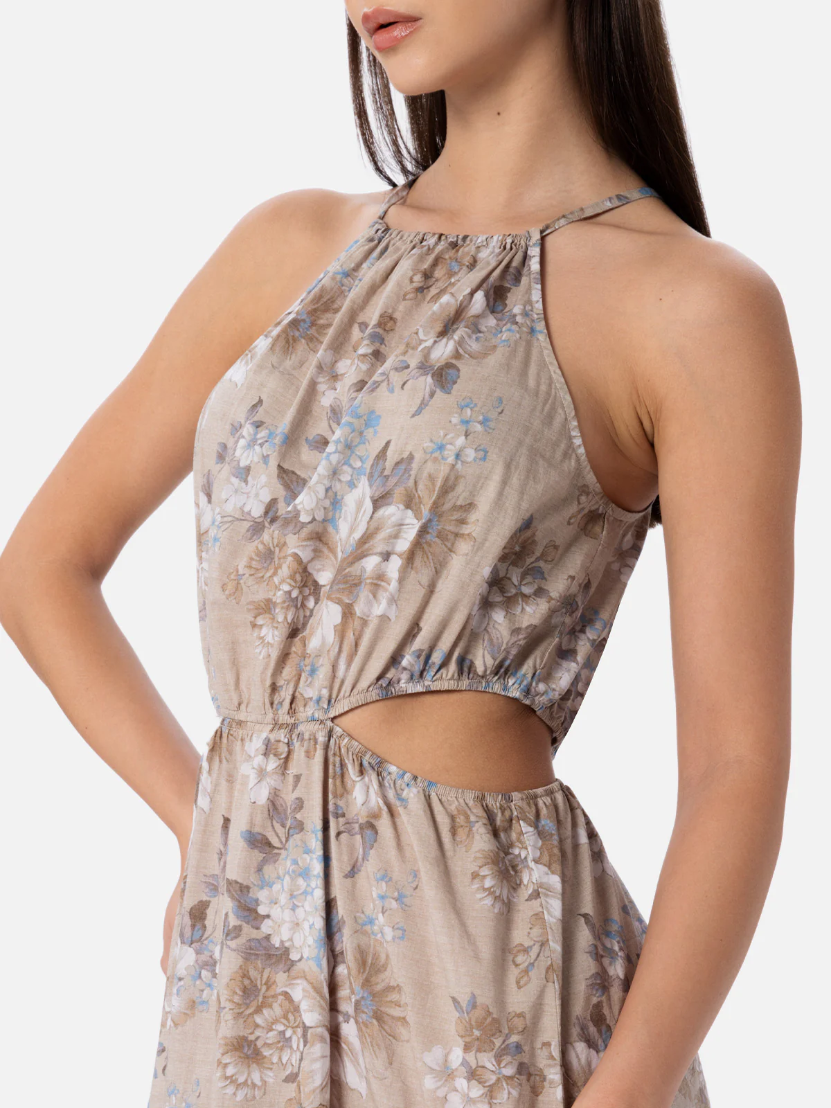 Kaby long cotton dress with floral print - Image 2