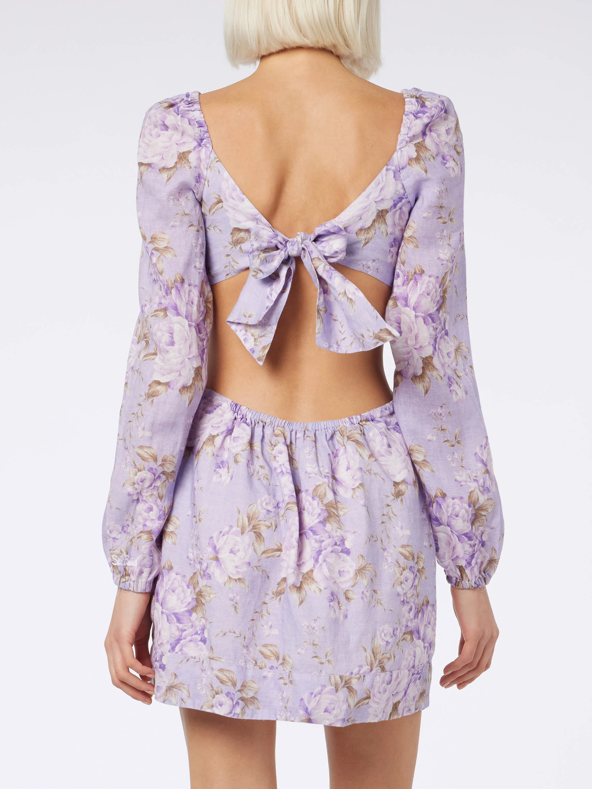 Jara linen cut-out mini dress with paisley print - Image 2