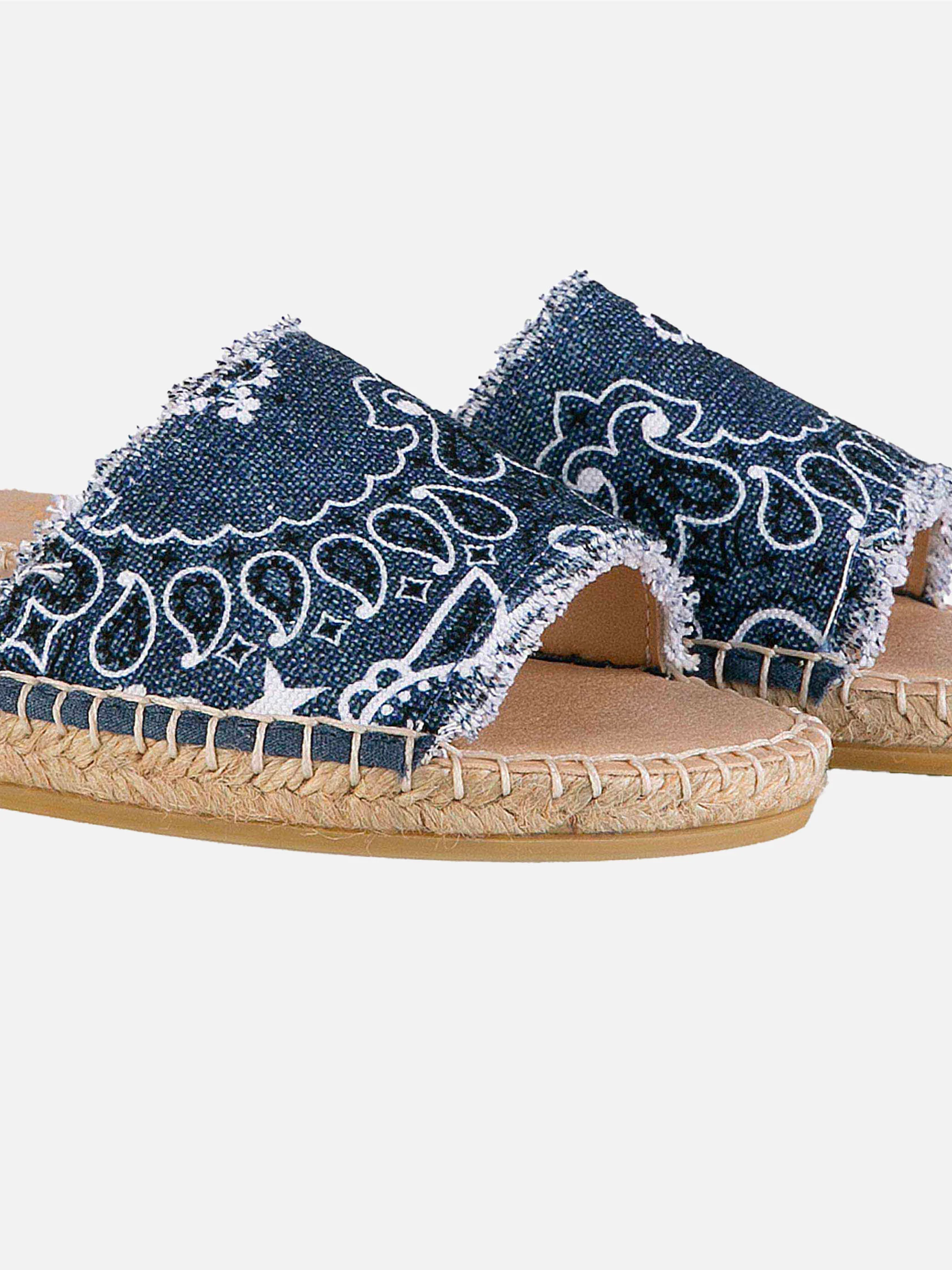 Denim Luz espadrilla slides with bandana print - Image 2