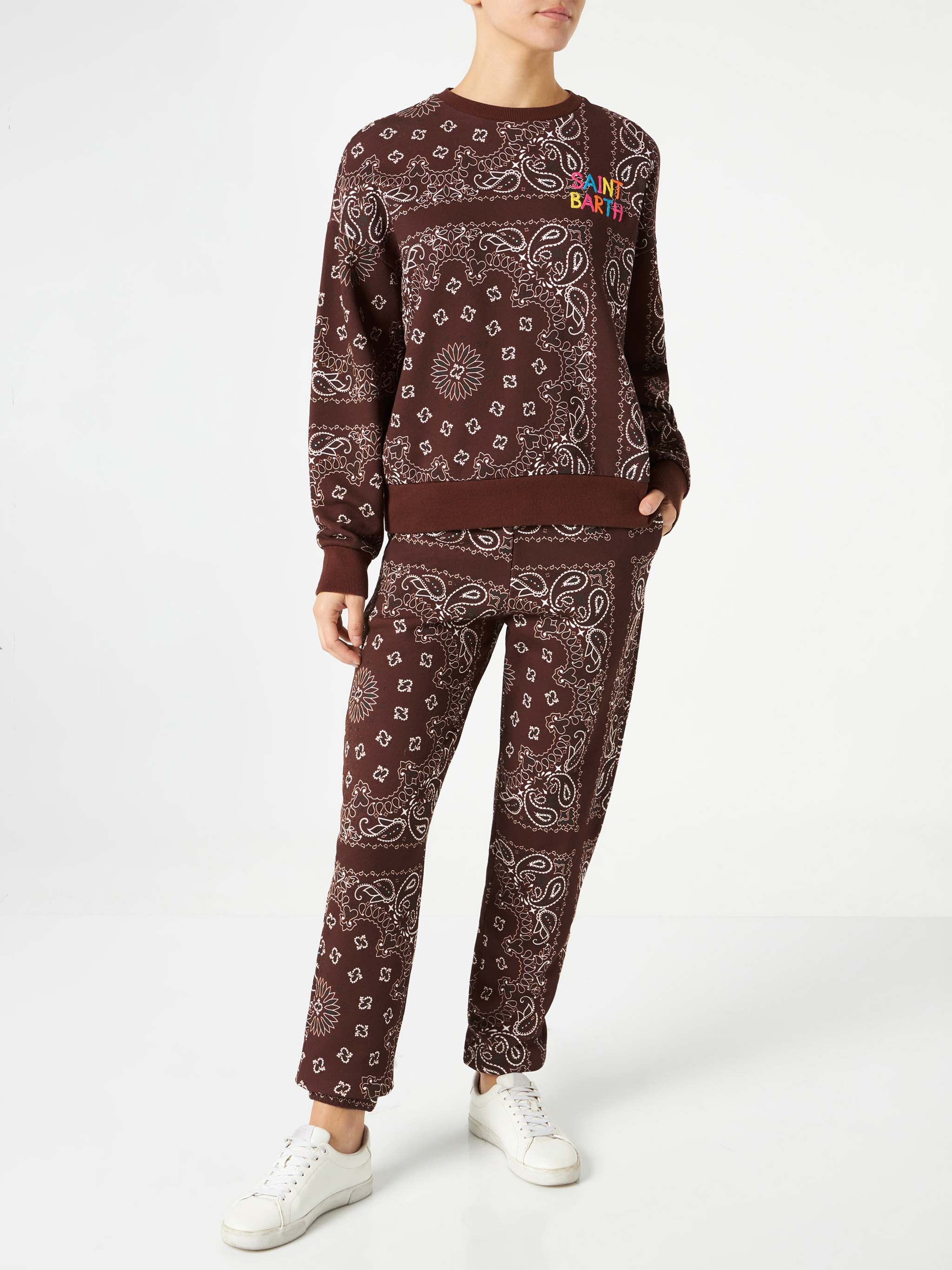 Feece cotton pants Odalys with brown bandana print - Image 3