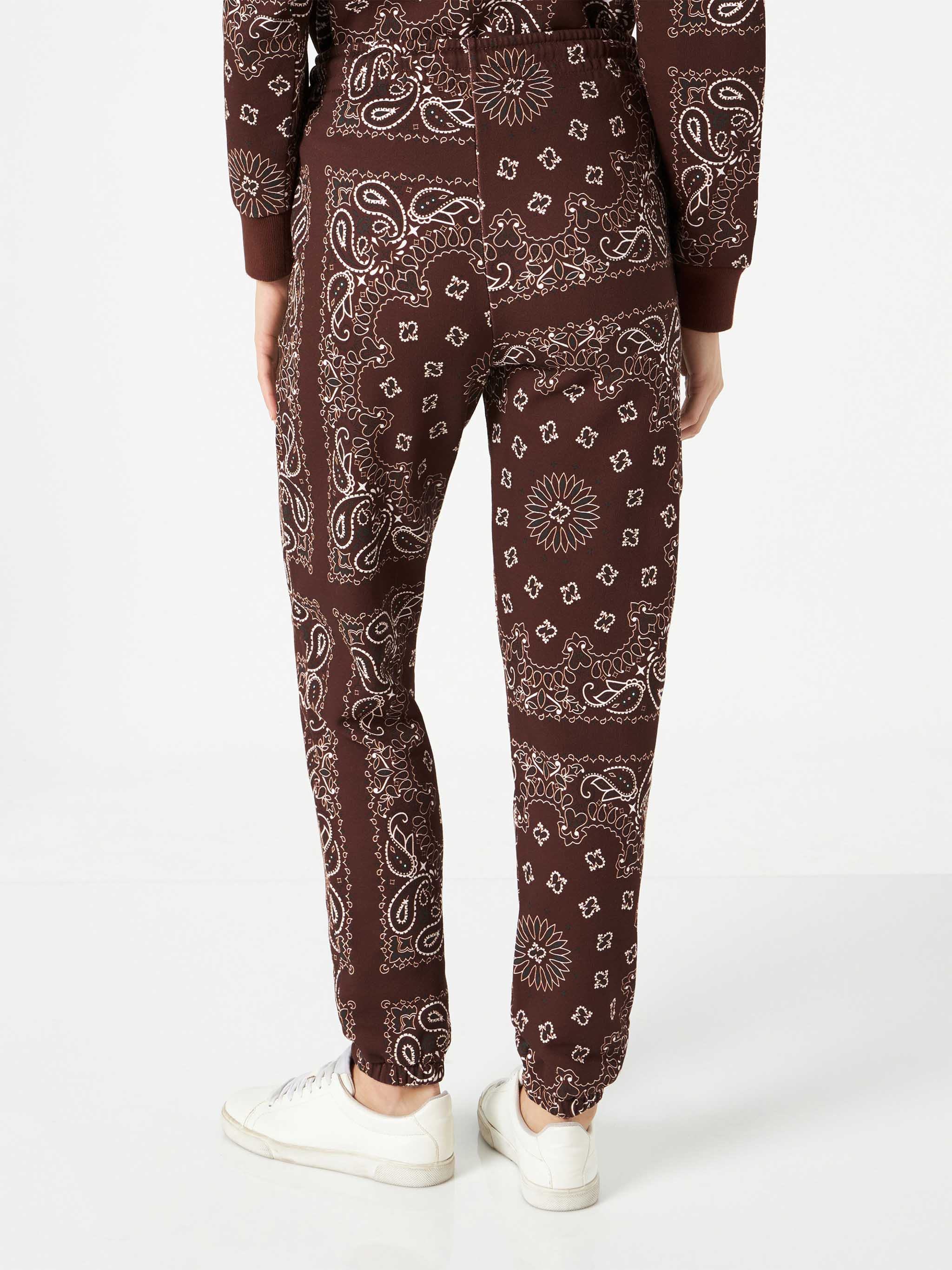 Feece cotton pants Odalys with brown bandana print - Image 4