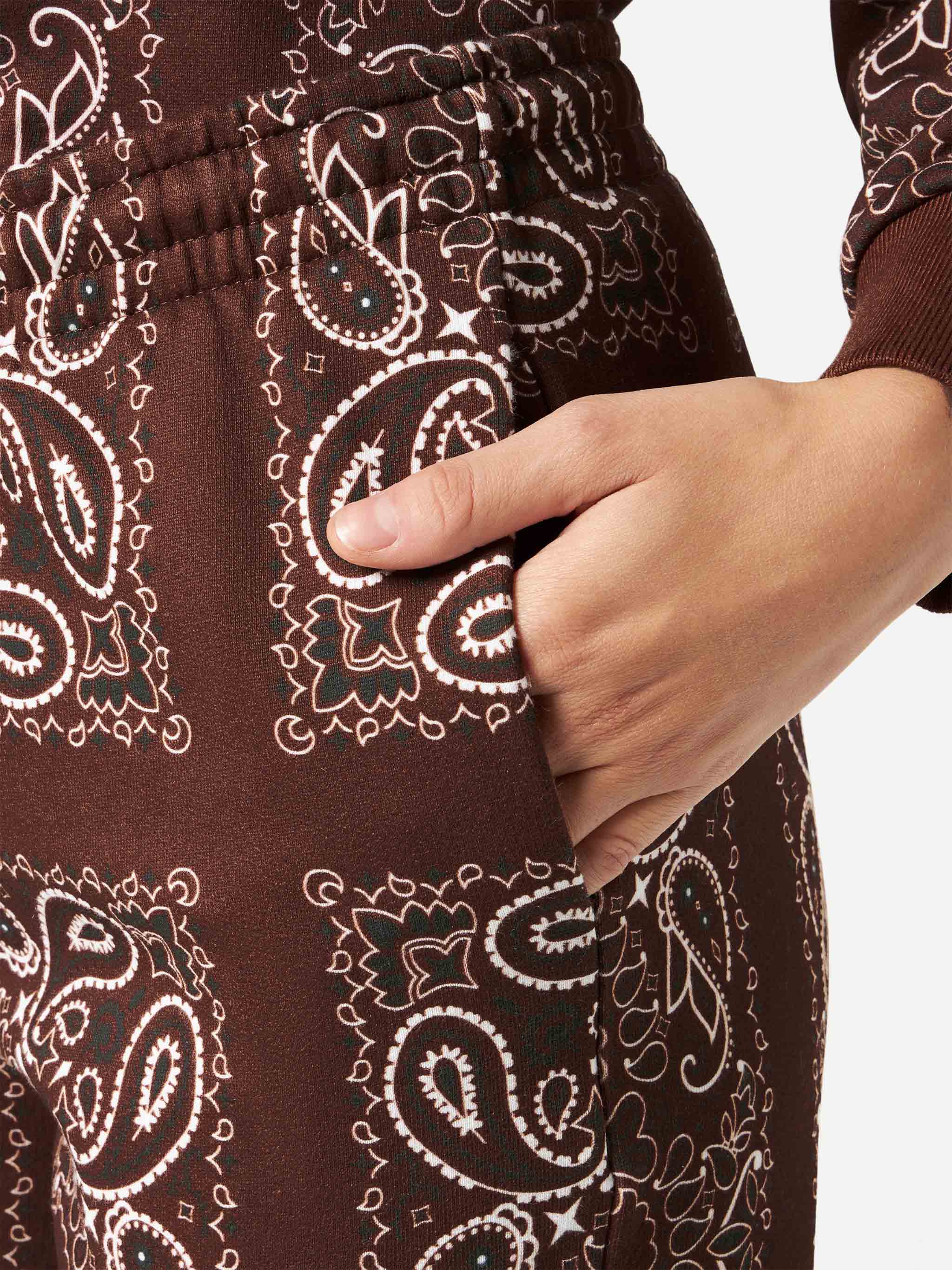 Feece cotton pants Odalys with brown bandana print - Image 5