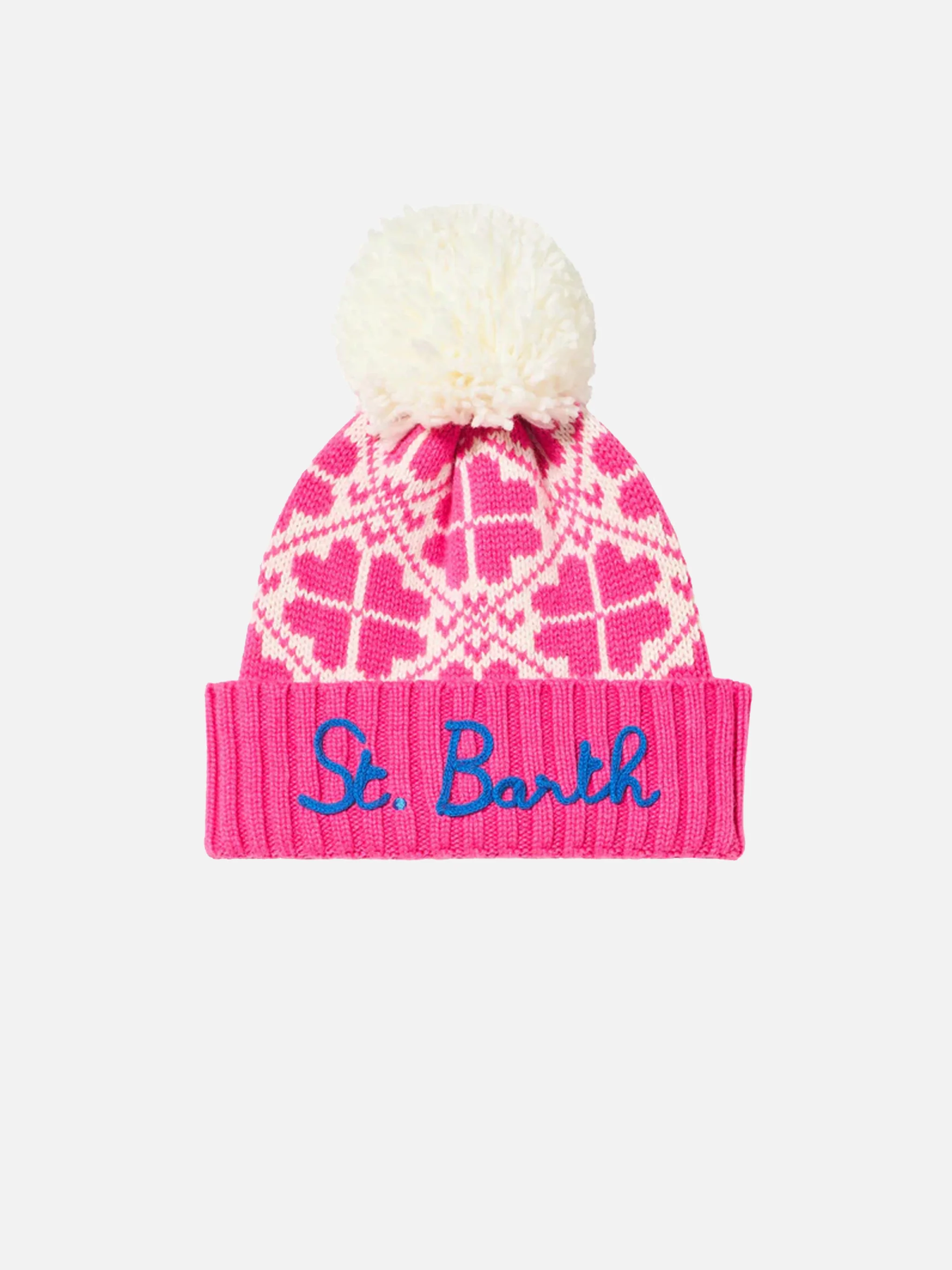 Fluo pink Holden beanie with pattern