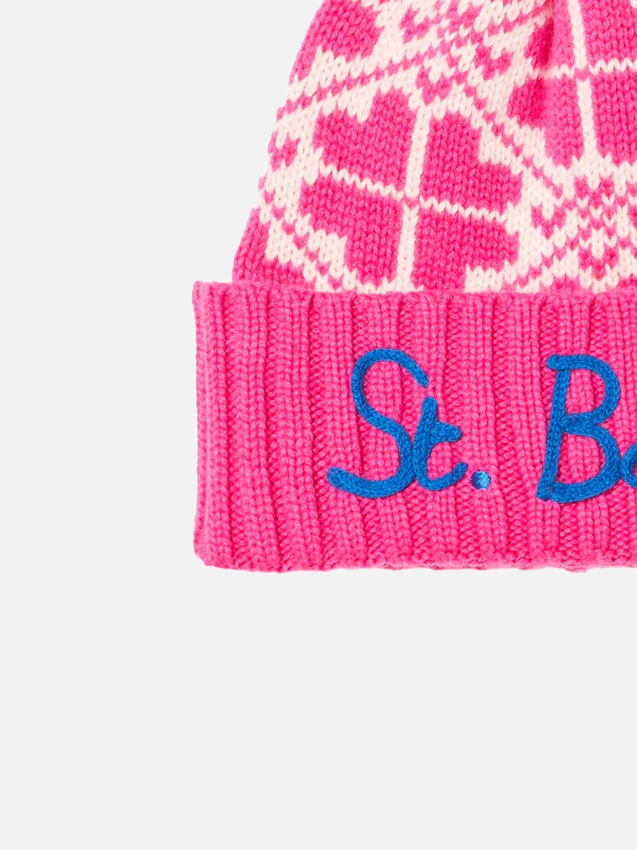 Fluo pink Holden beanie with pattern - Image 3