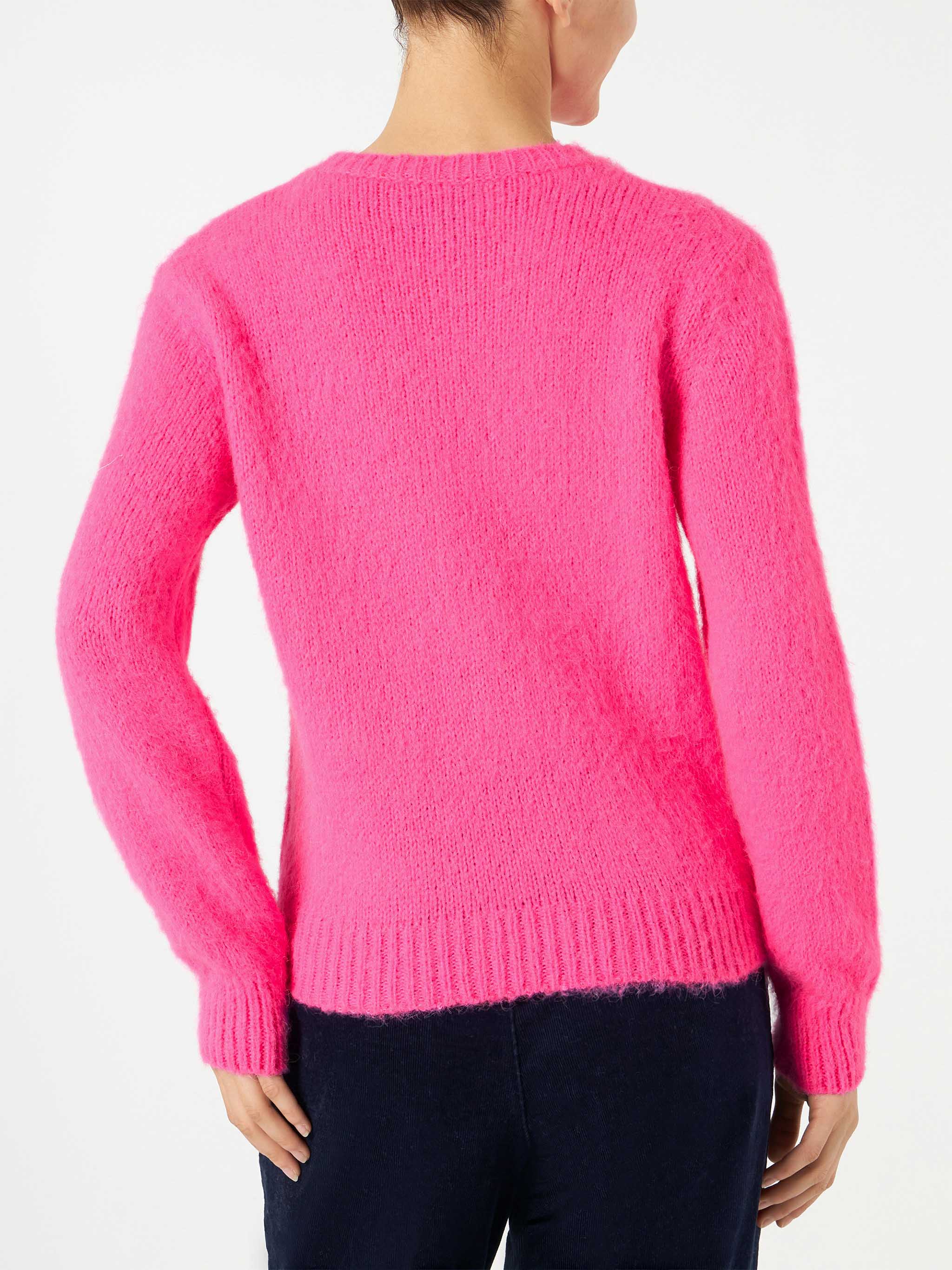 New Queen Soft fluo pink brushed sweater with Adorooo embroidery - Image 3