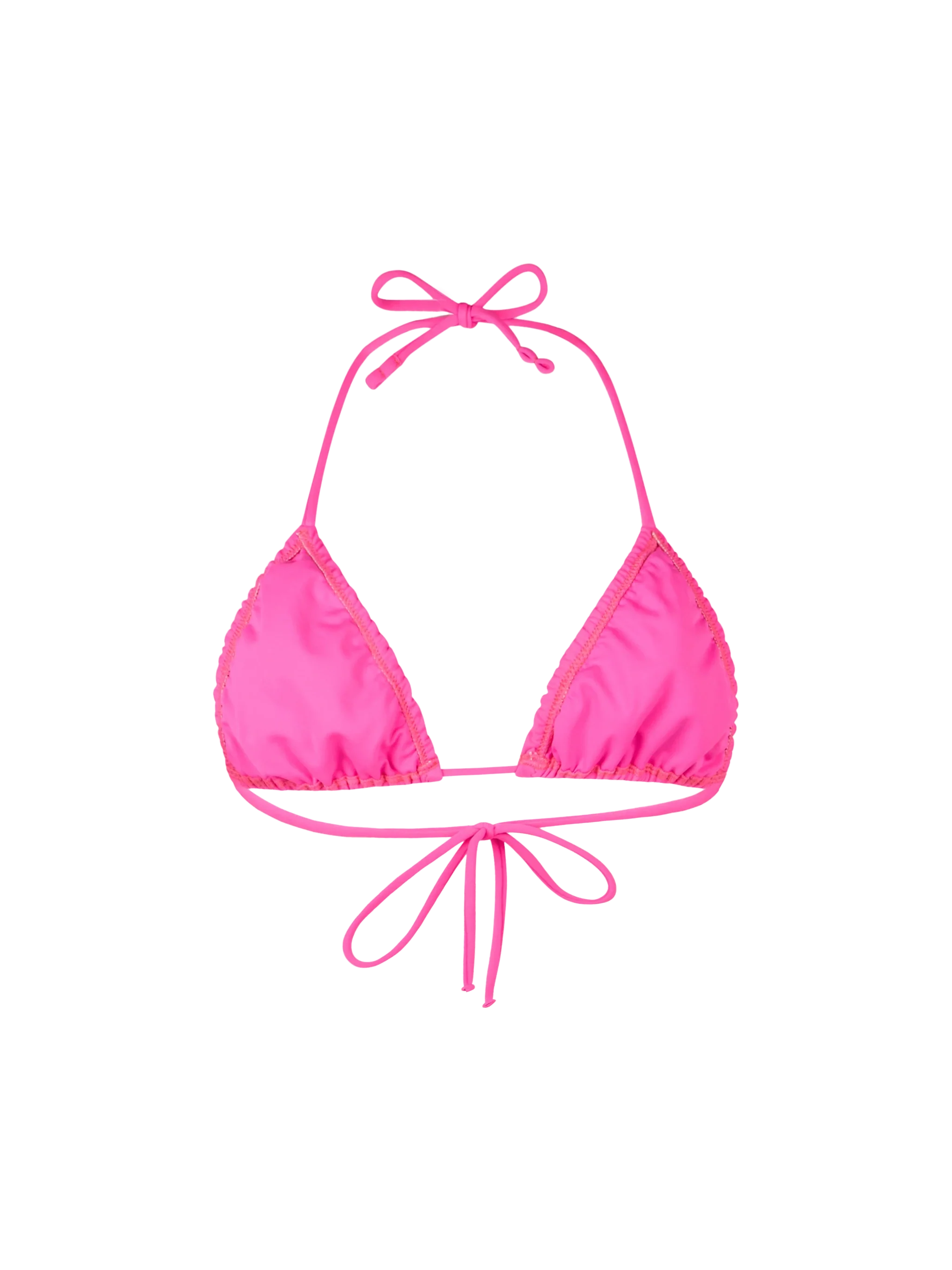 Fluo pink Nilly solid color triangle bikini top - Image 2