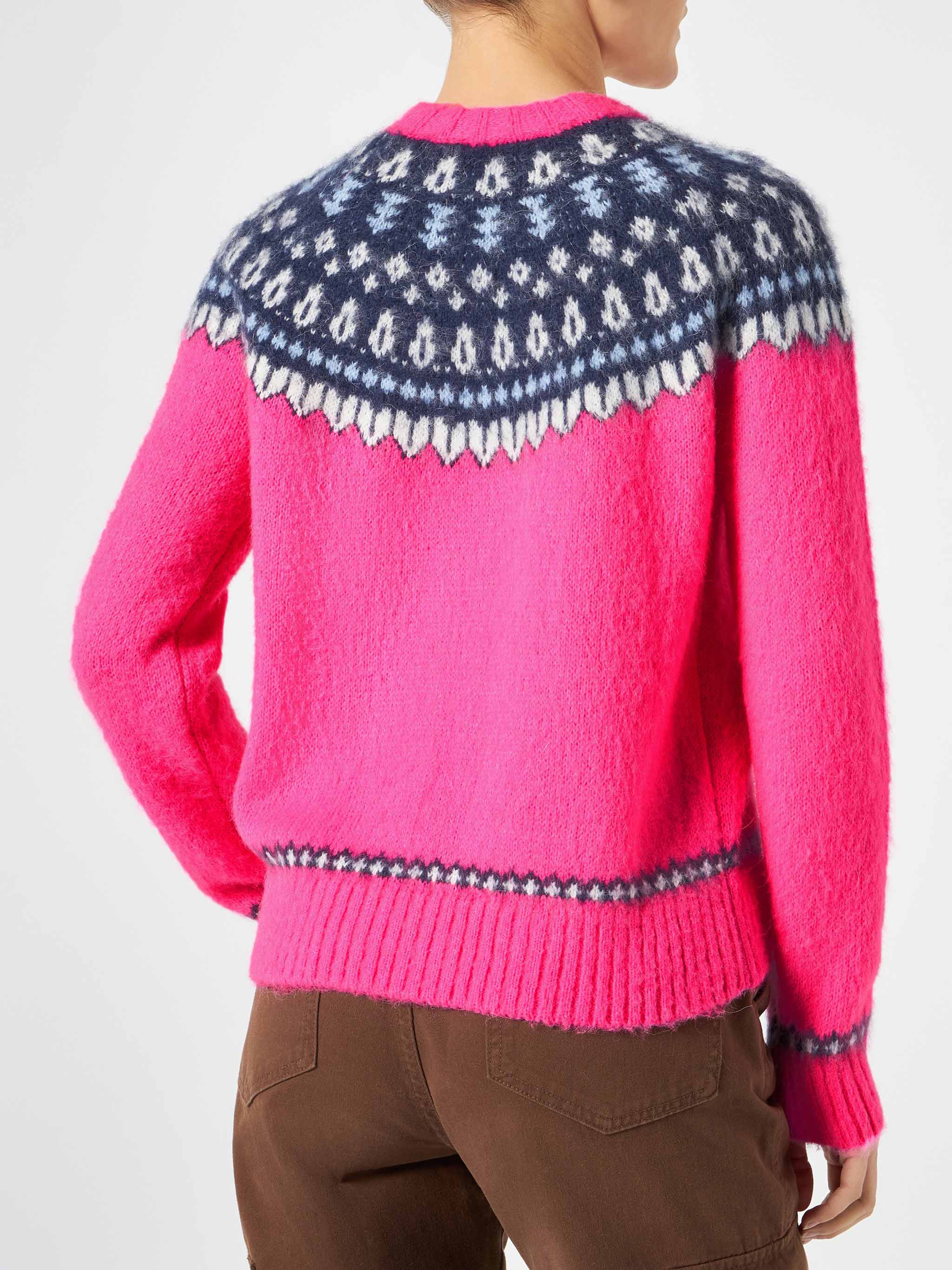 New Queen Nordic Soft fuchsia jacquard sweater with embroidery - Image 3