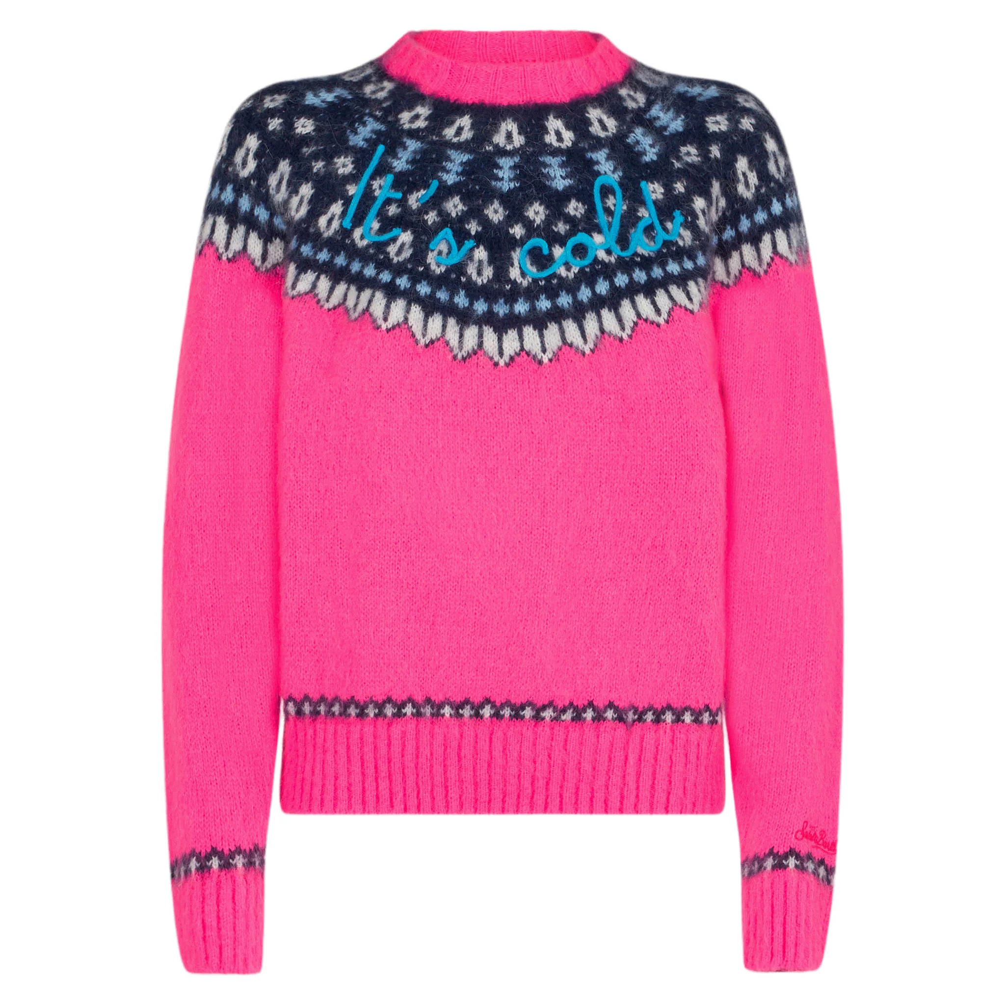 New Queen Nordic Soft fuchsia jacquard sweater with embroidery - Image 4