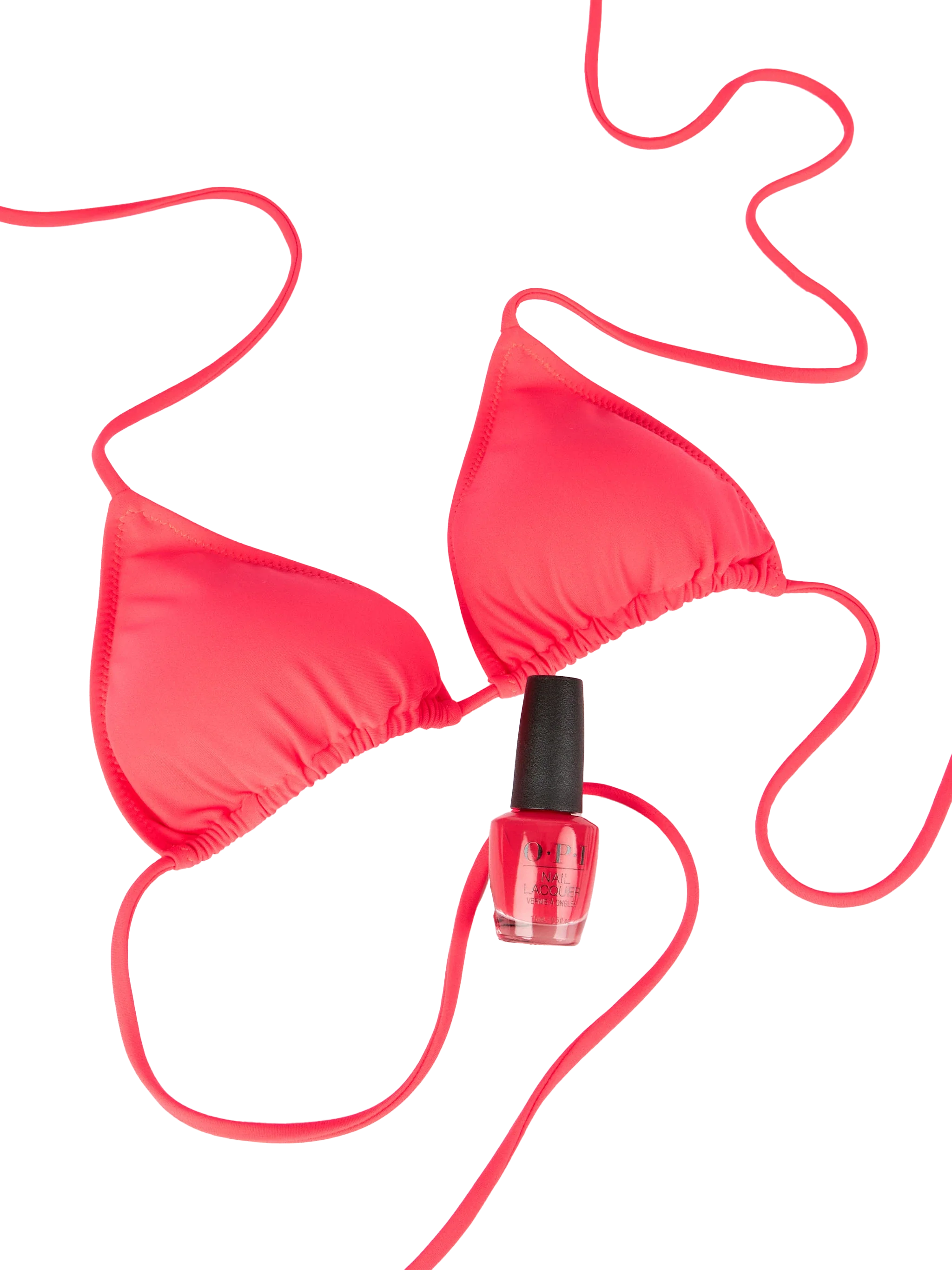 Leah fluo red triangle bikini top - Image 2