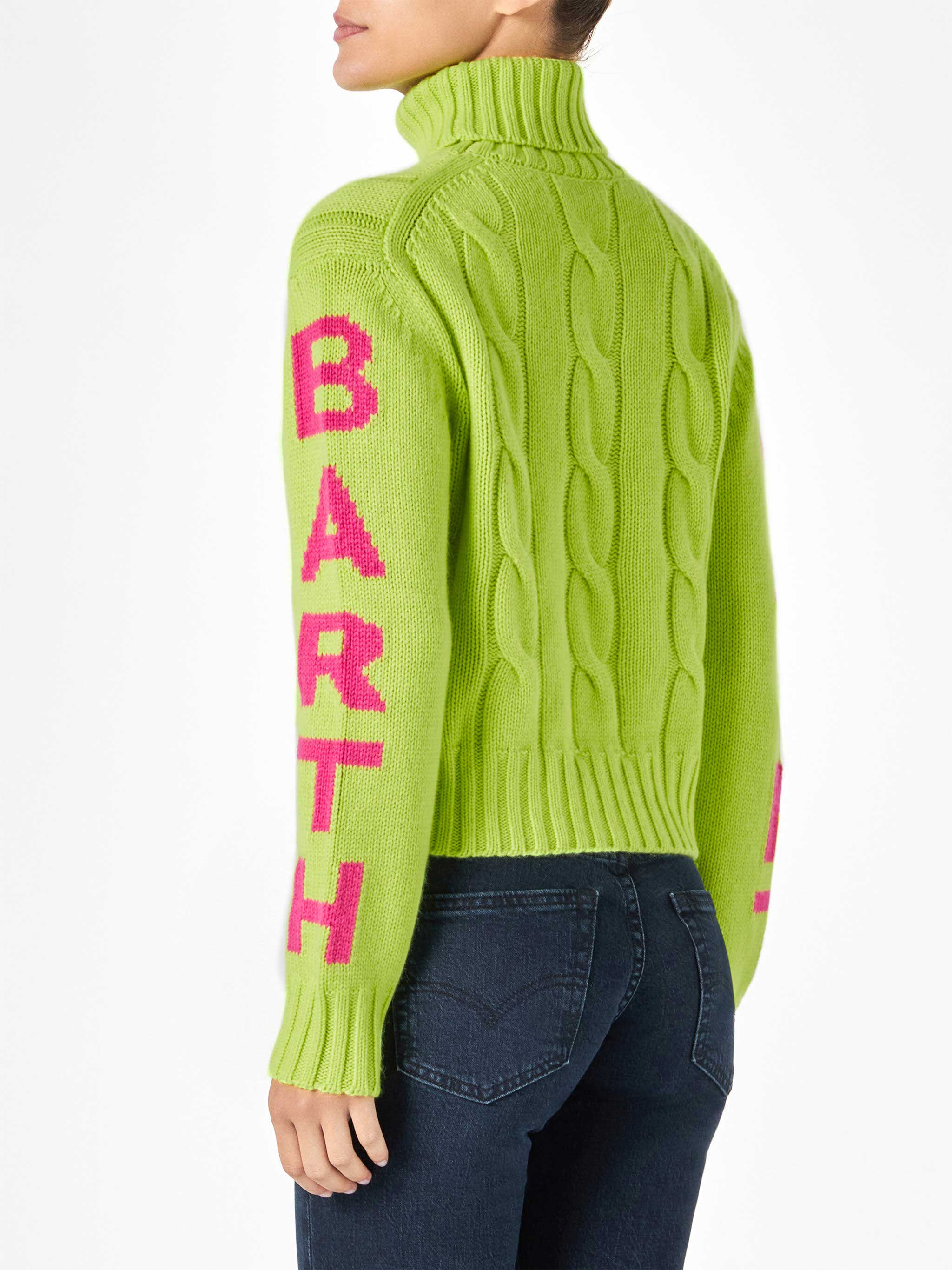 Adler fluo yellow cable-knit turtleneck sweater - Image 5