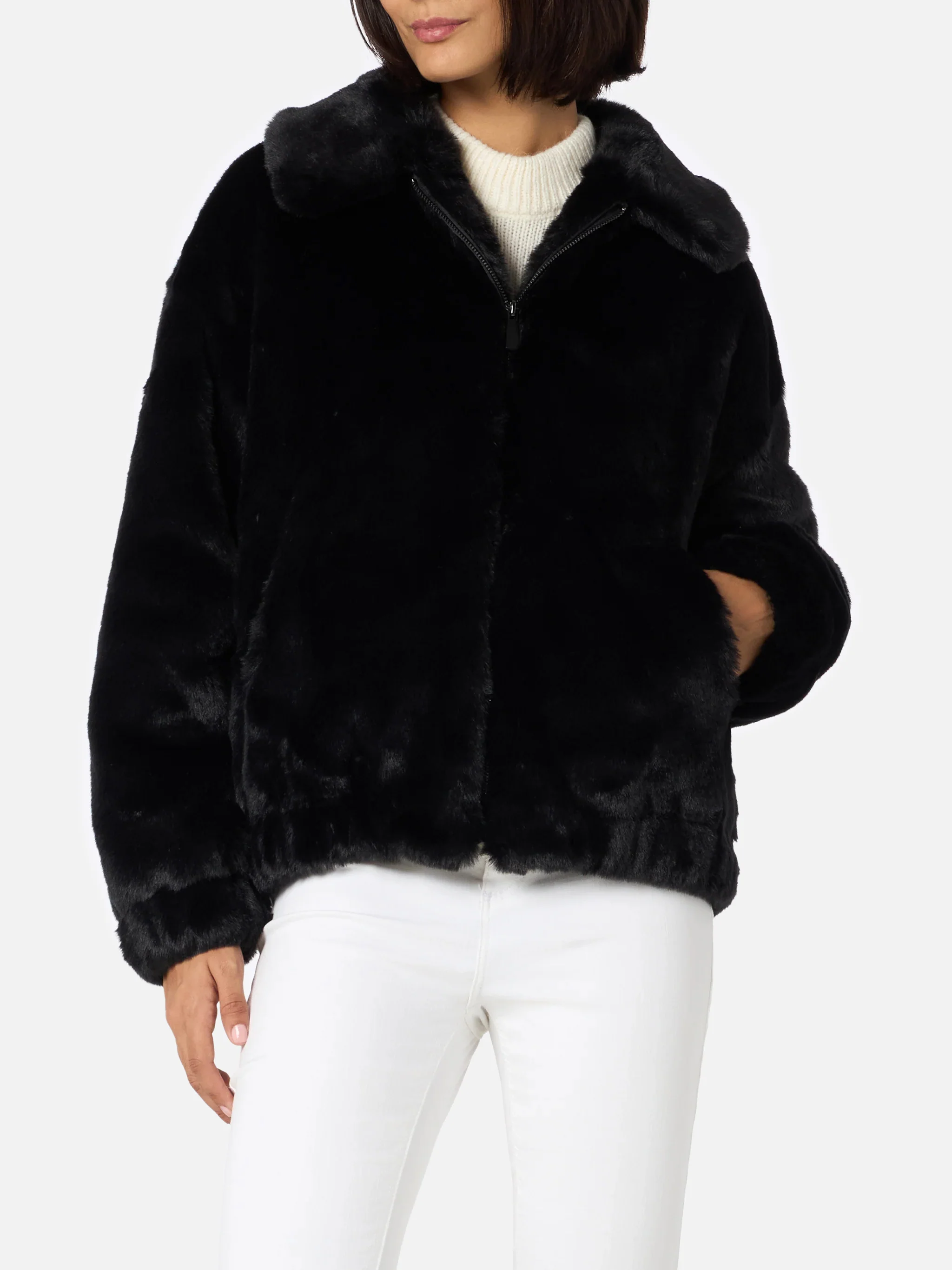 Aveline faux fur bomber with Saint Barth print - Image 2