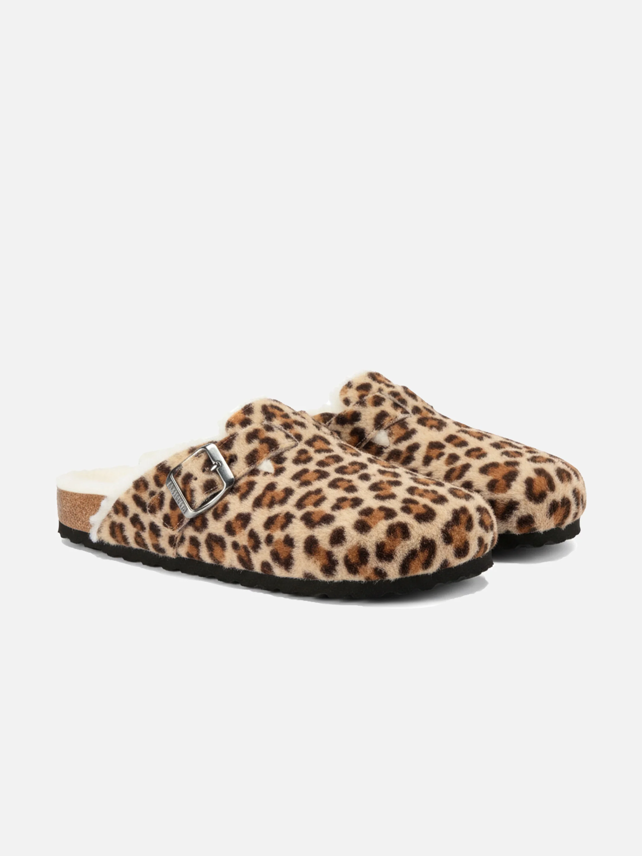 Furry sandal clogs Sandal Clog with leopard print