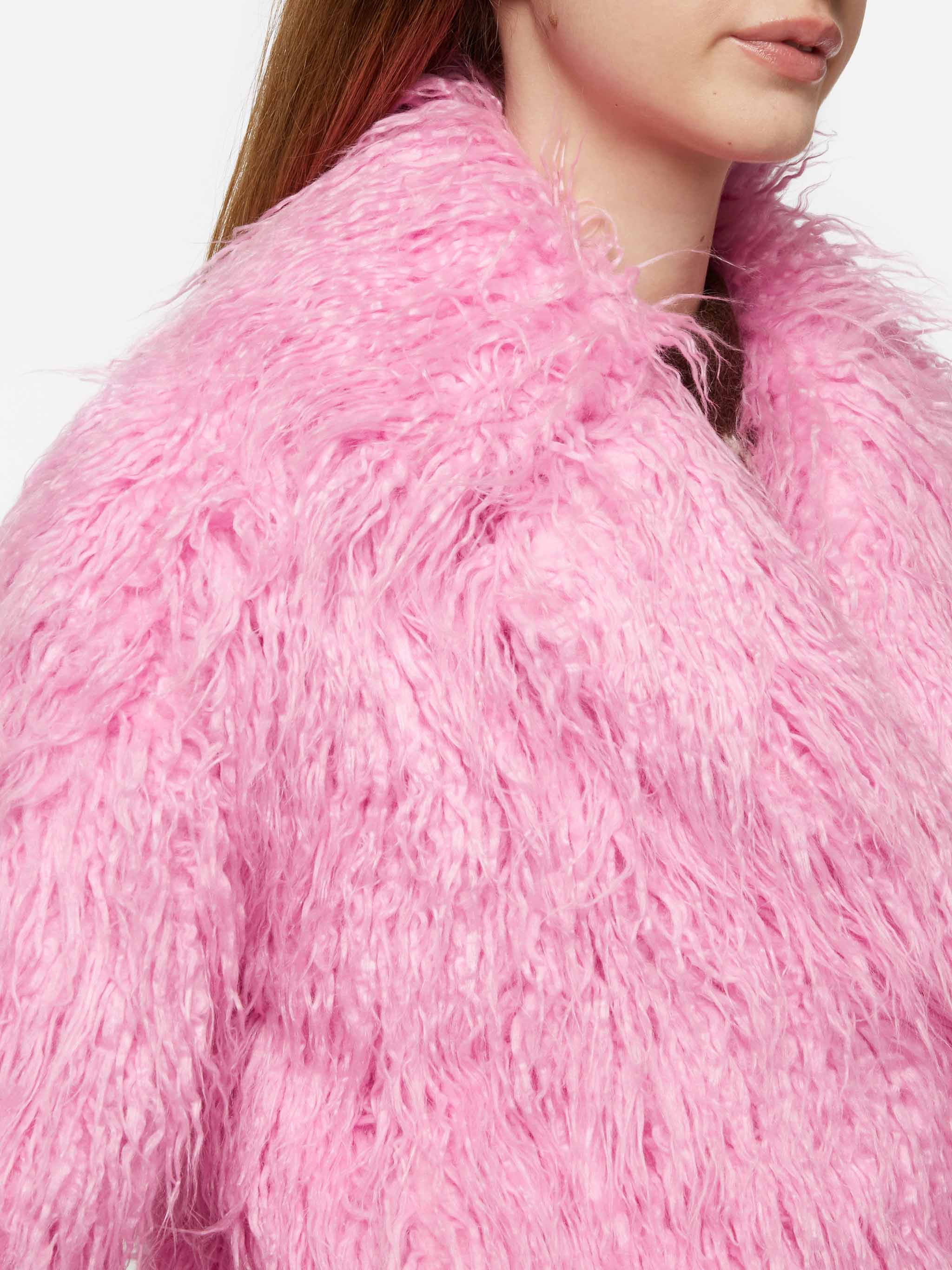 Pink furry short jacket Sully - Image 2