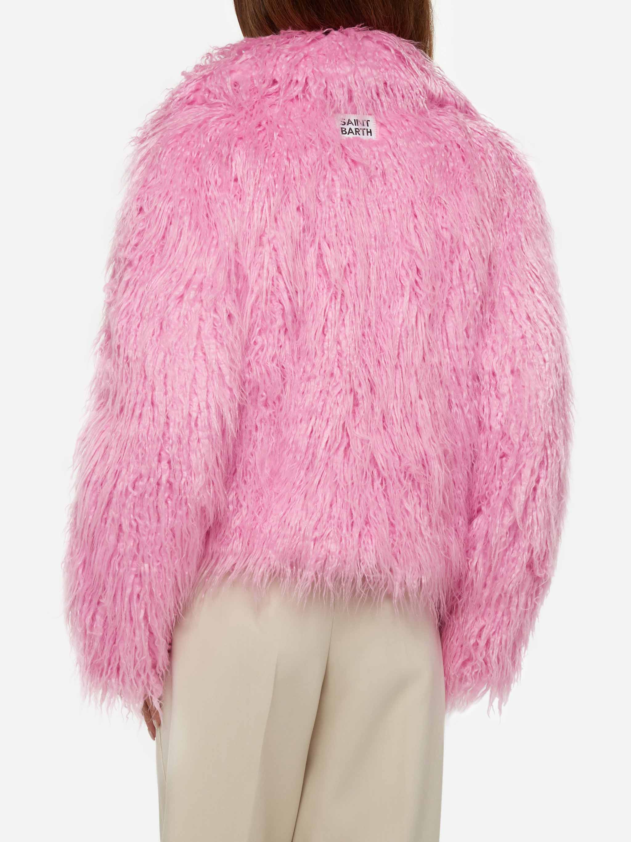 Pink furry short jacket Sully - Image 3