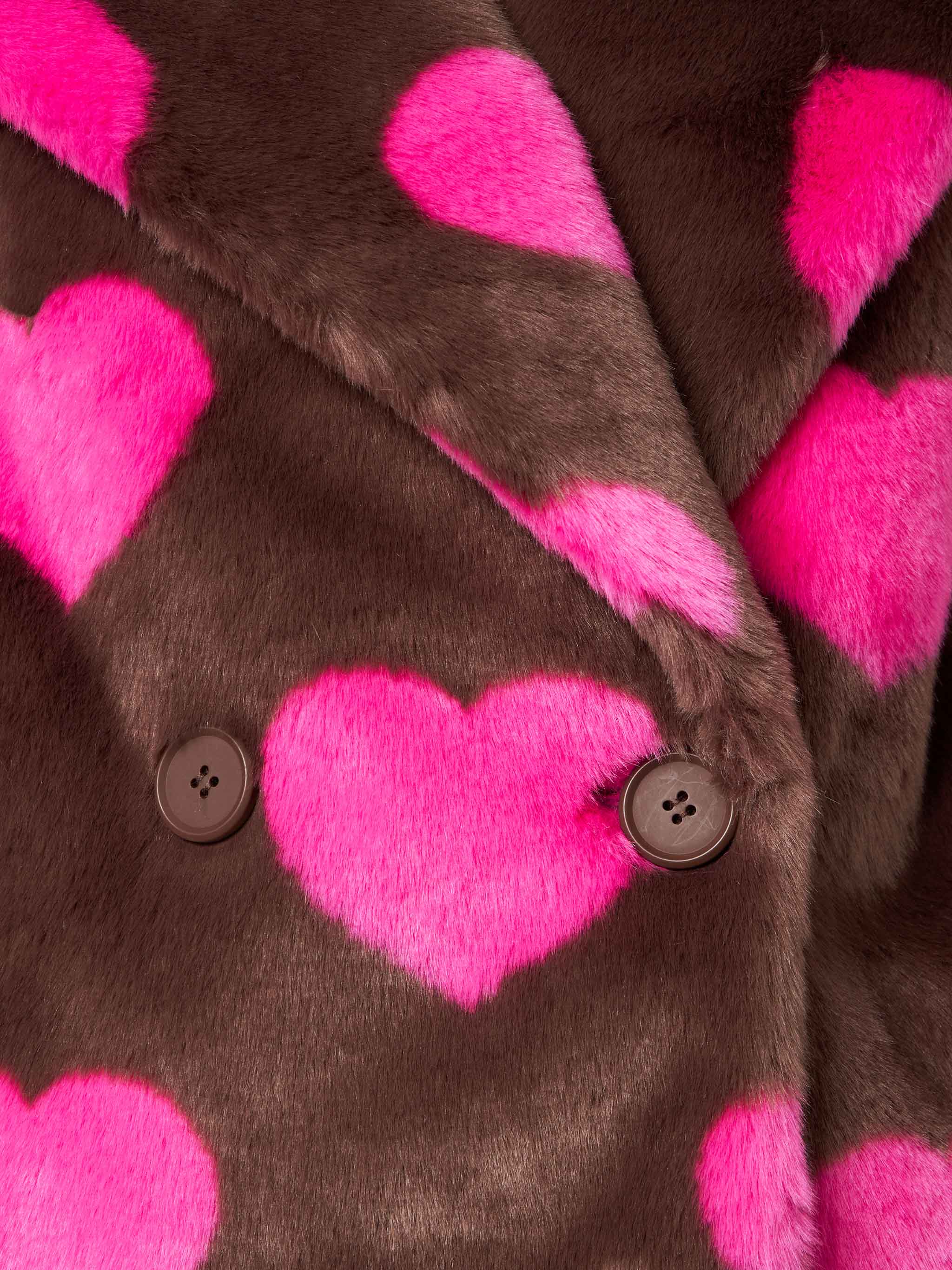 Emelyn short faux fur jacket with heart print - Image 3